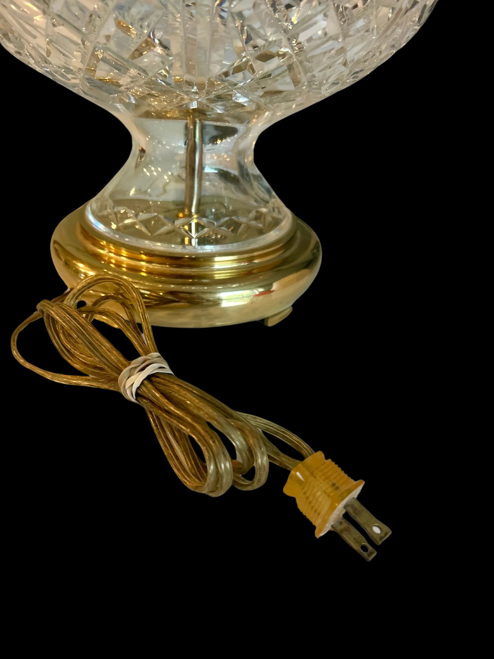 Vintage Waterford Crystal Table Lamp - Cut Crystal Brass Accents - 9