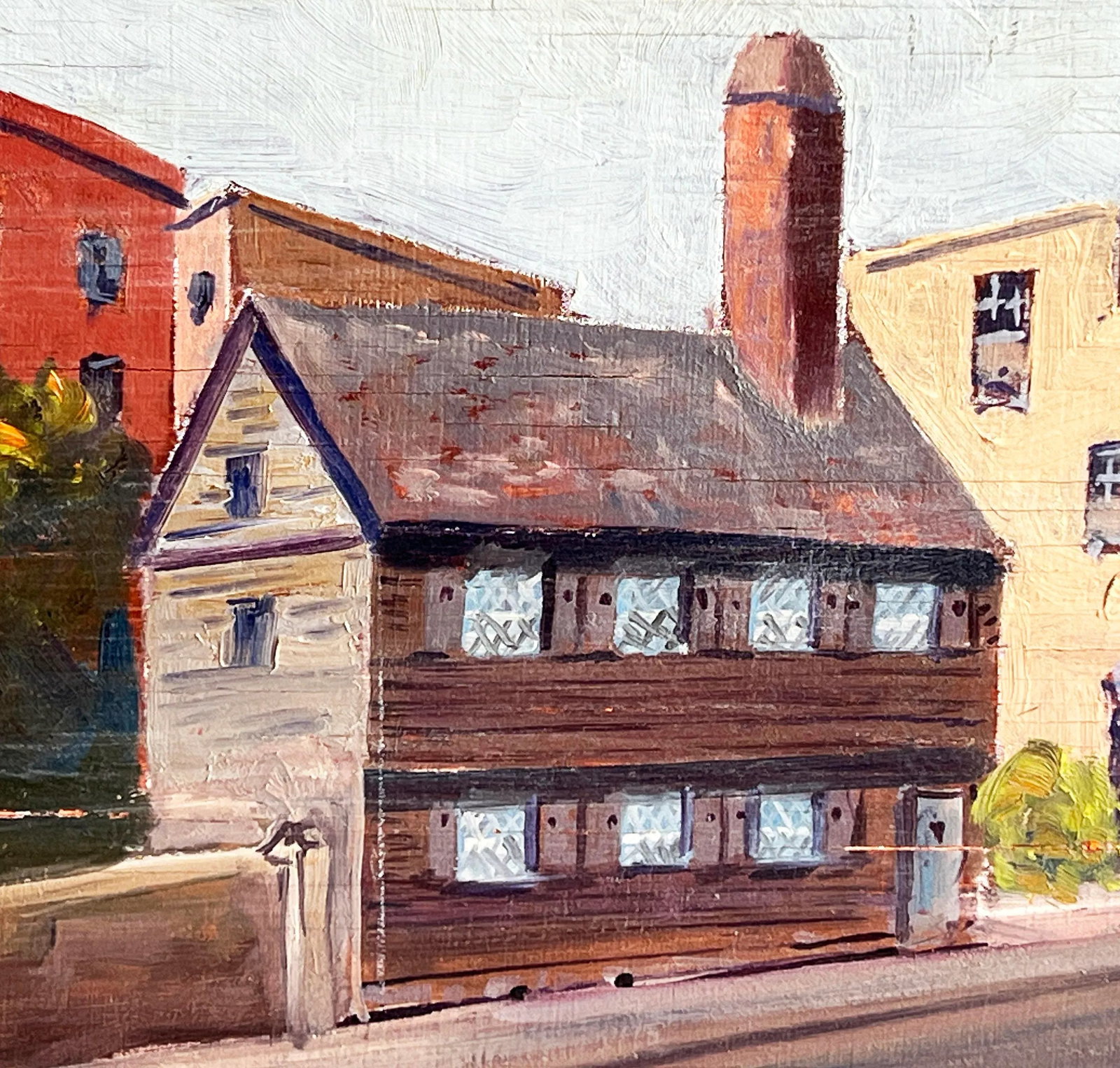 Vintage Oil Painting of Paul Revere House Boston by Giragos Der Garabedian Framed Architectural View - 3