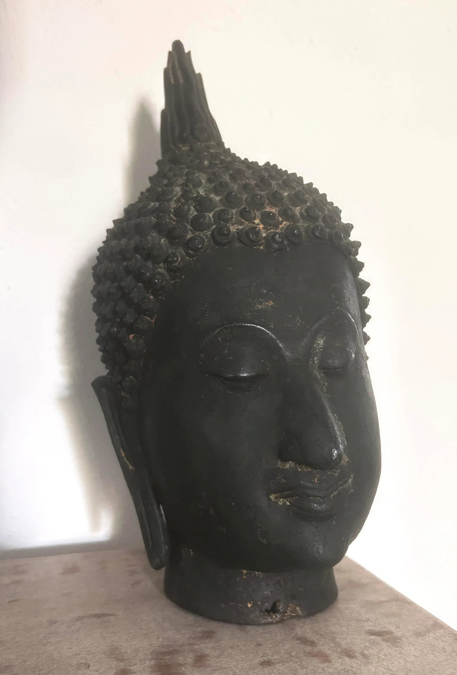 Antique Thai Bronze Buddha Head of Walking Buddha From the Ancient Kingdom of Sukhothai - 11