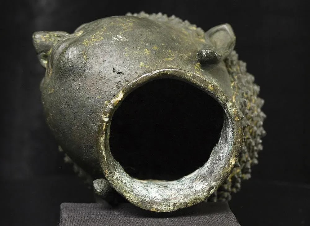 Antique Thai Bronze Buddha Head of Walking Buddha From the Ancient Kingdom of Sukhothai - 12