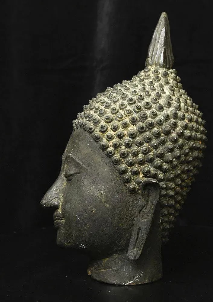 Antique Thai Bronze Buddha Head of Walking Buddha From the Ancient Kingdom of Sukhothai - 5