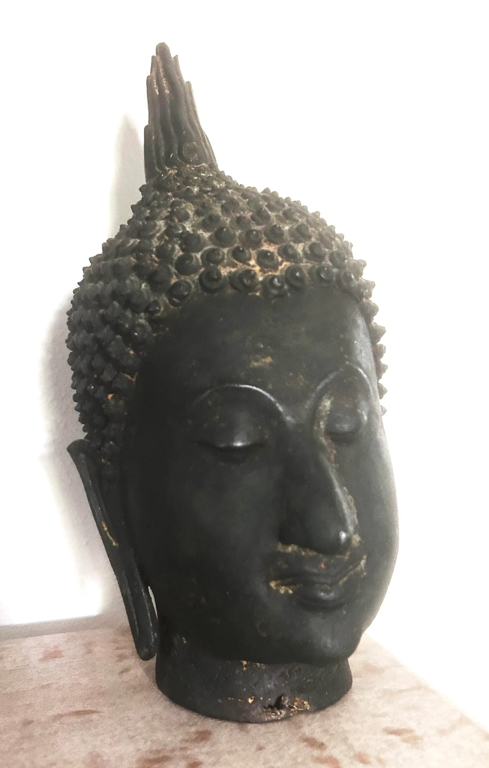 Antique Thai Bronze Buddha Head of Walking Buddha From the Ancient Kingdom of Sukhothai - 9