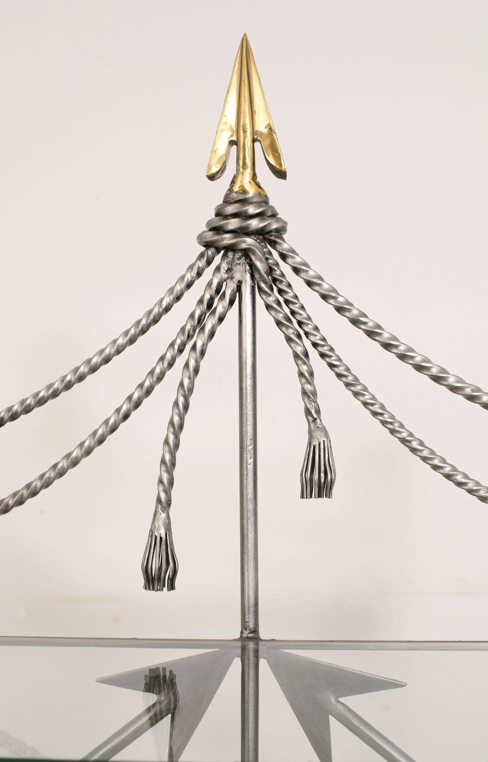 Neoclassical Style Wrought Iron Brass & Glass Wine Rack - 6