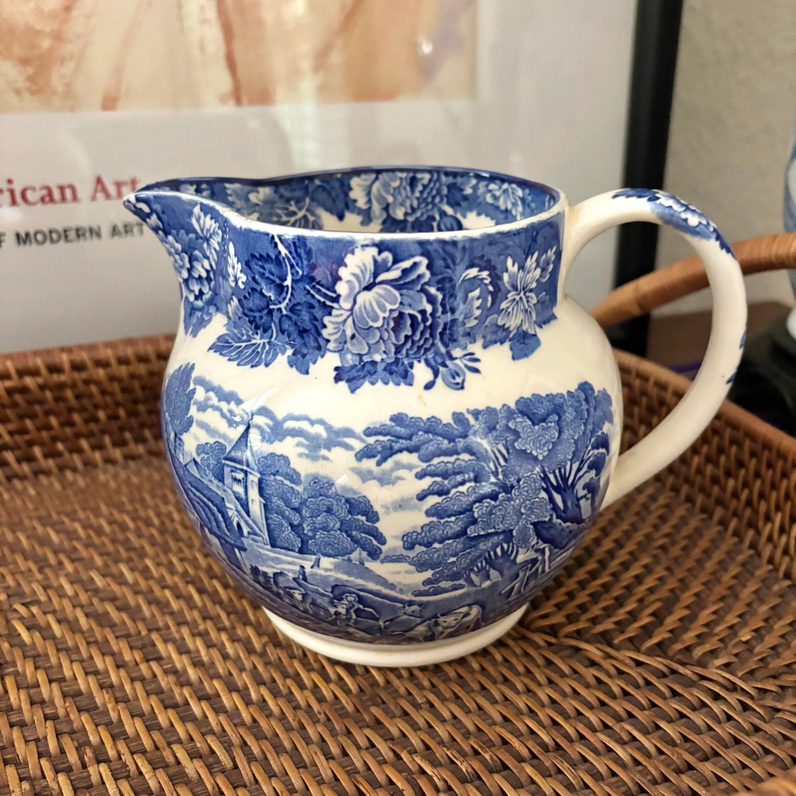 Mid 20th Century English "Enoch Woods" Pitcher Jug in Blue and White - 2