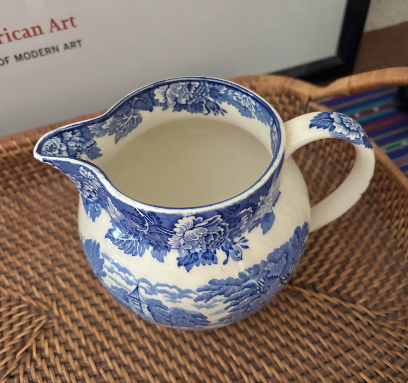 Mid 20th Century English "Enoch Woods" Pitcher Jug in Blue and White - 3