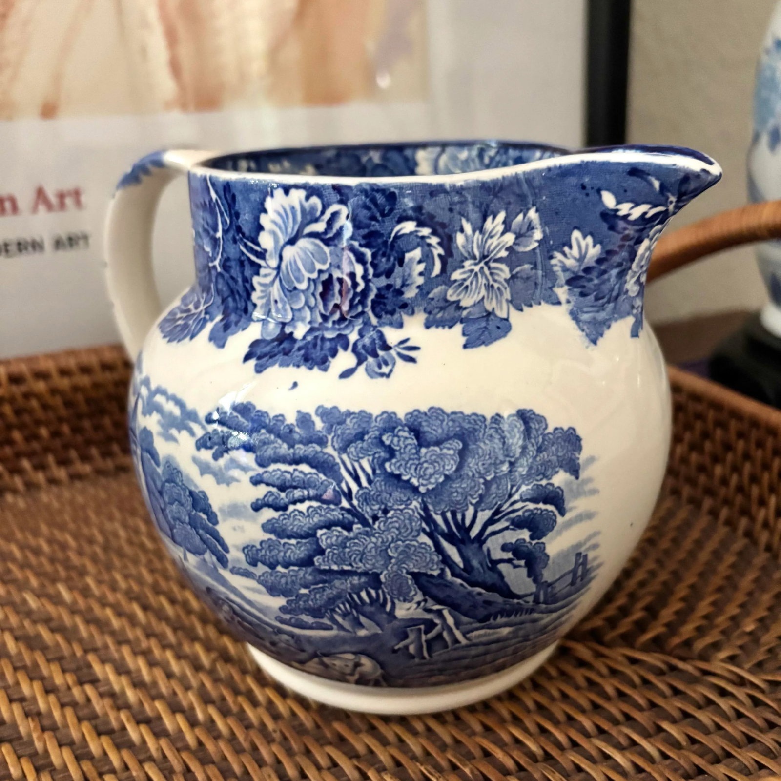 Mid 20th Century English "Enoch Woods" Pitcher Jug in Blue and White - 5
