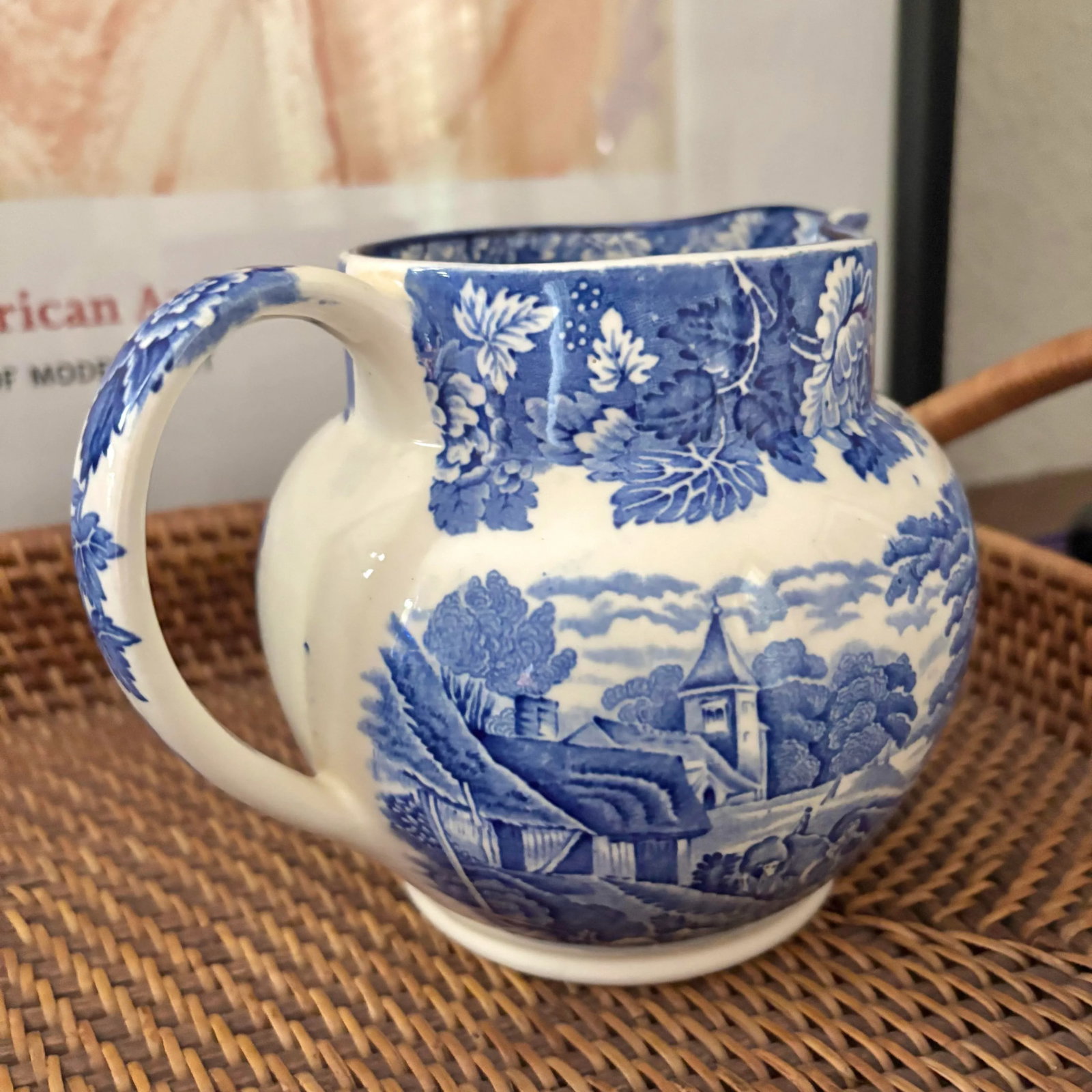 Mid 20th Century English "Enoch Woods" Pitcher Jug in Blue and White - 6