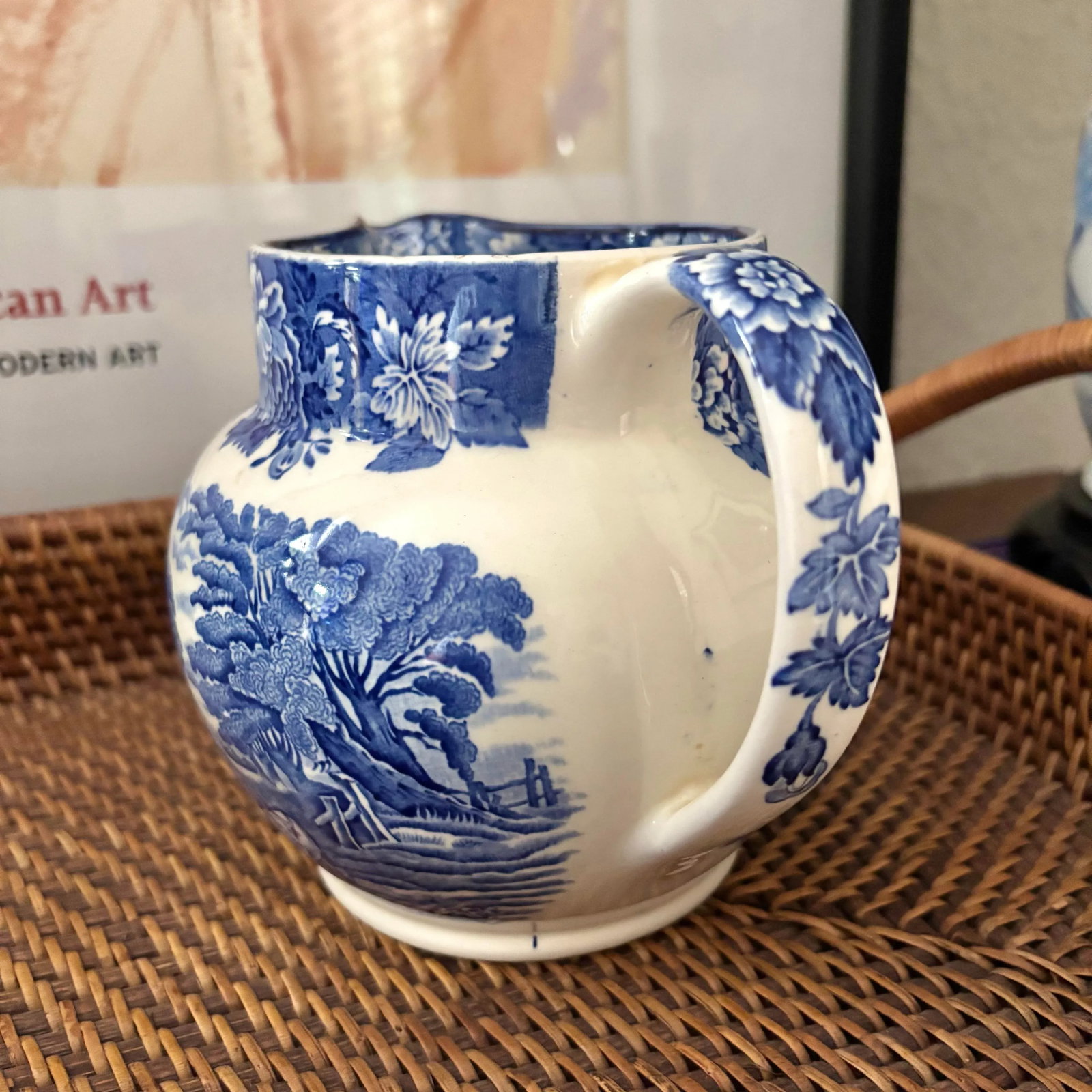 Mid 20th Century English "Enoch Woods" Pitcher Jug in Blue and White - 7