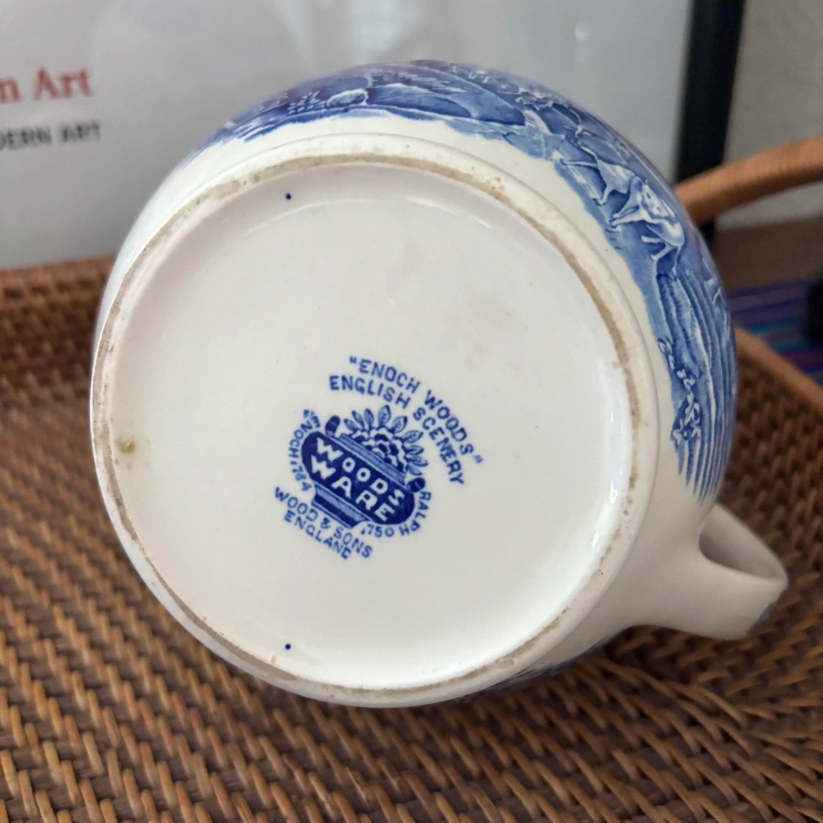 Mid 20th Century English "Enoch Woods" Pitcher Jug in Blue and White - 8