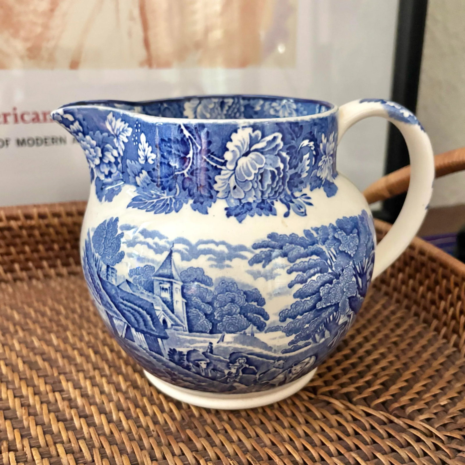 Mid 20th Century English "Enoch Woods" Pitcher Jug in Blue and White - 9