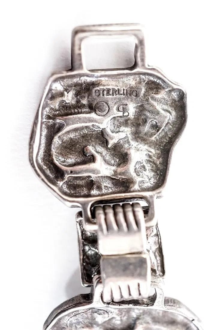 Late 20th Century Sterling Silver and Turquoise Link Bracelet - 3