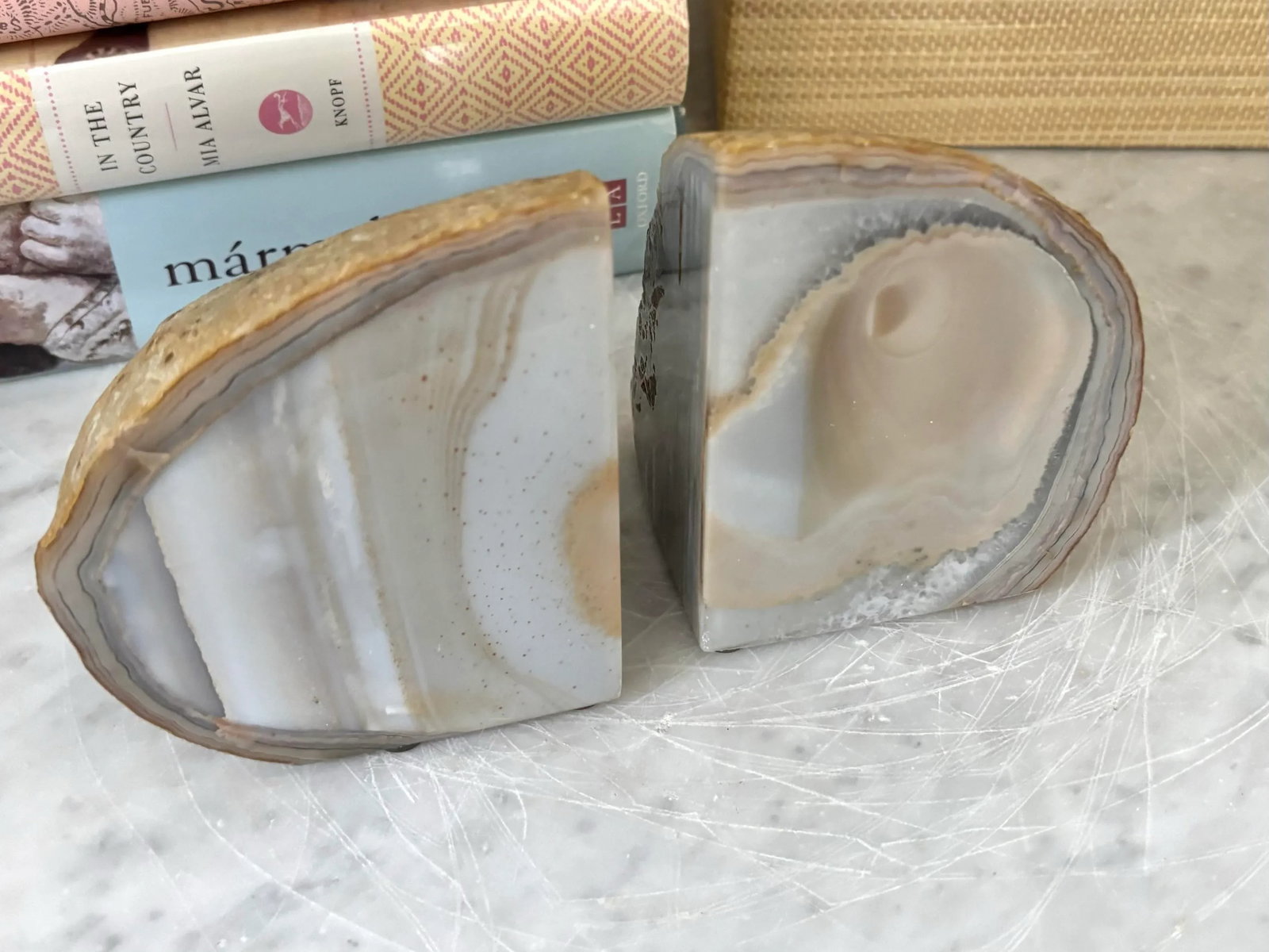 Polished Agate Geode Bookends or Decorative Objects - A Pair - 4
