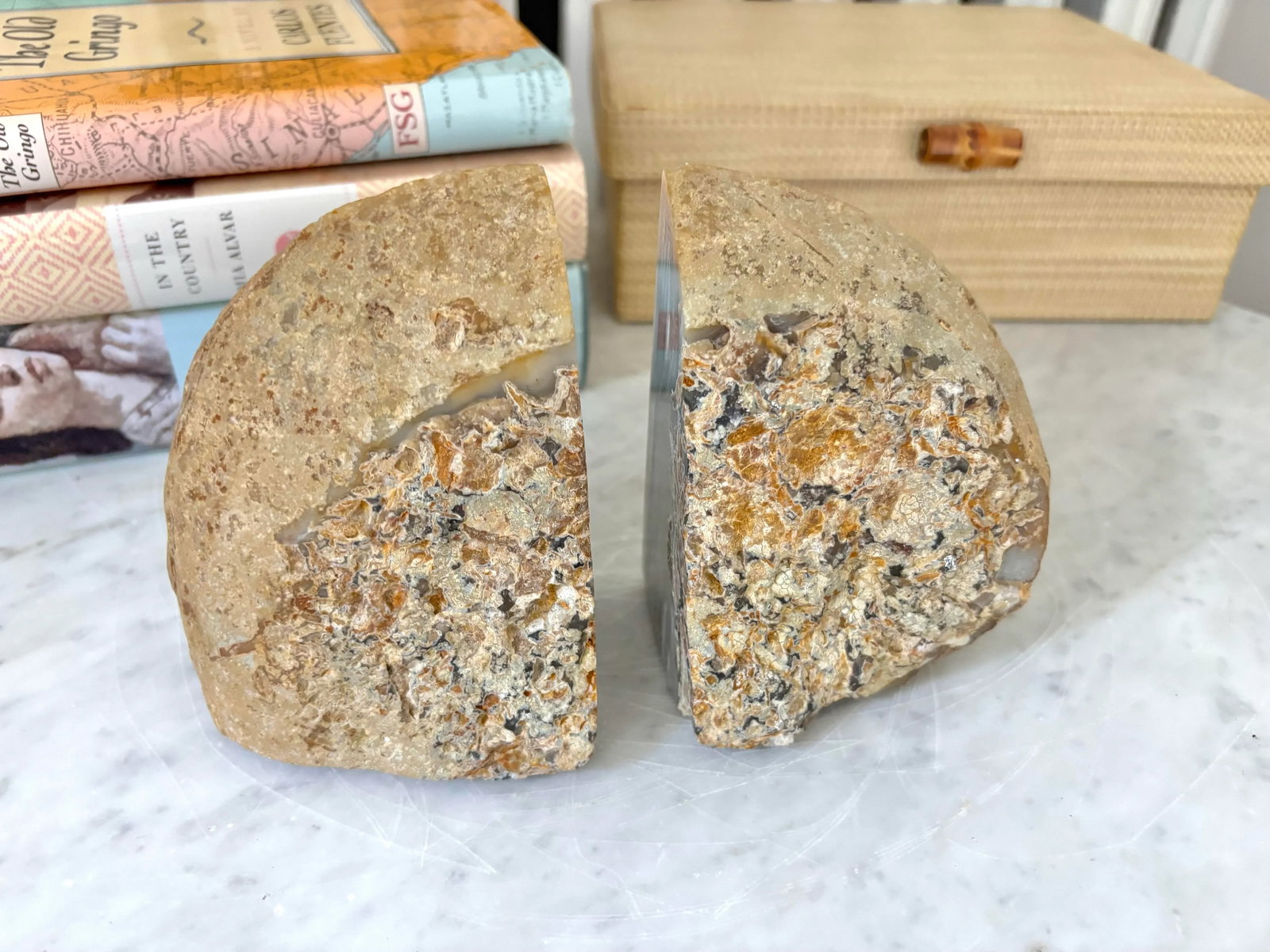 Polished Agate Geode Bookends or Decorative Objects - A Pair - 5