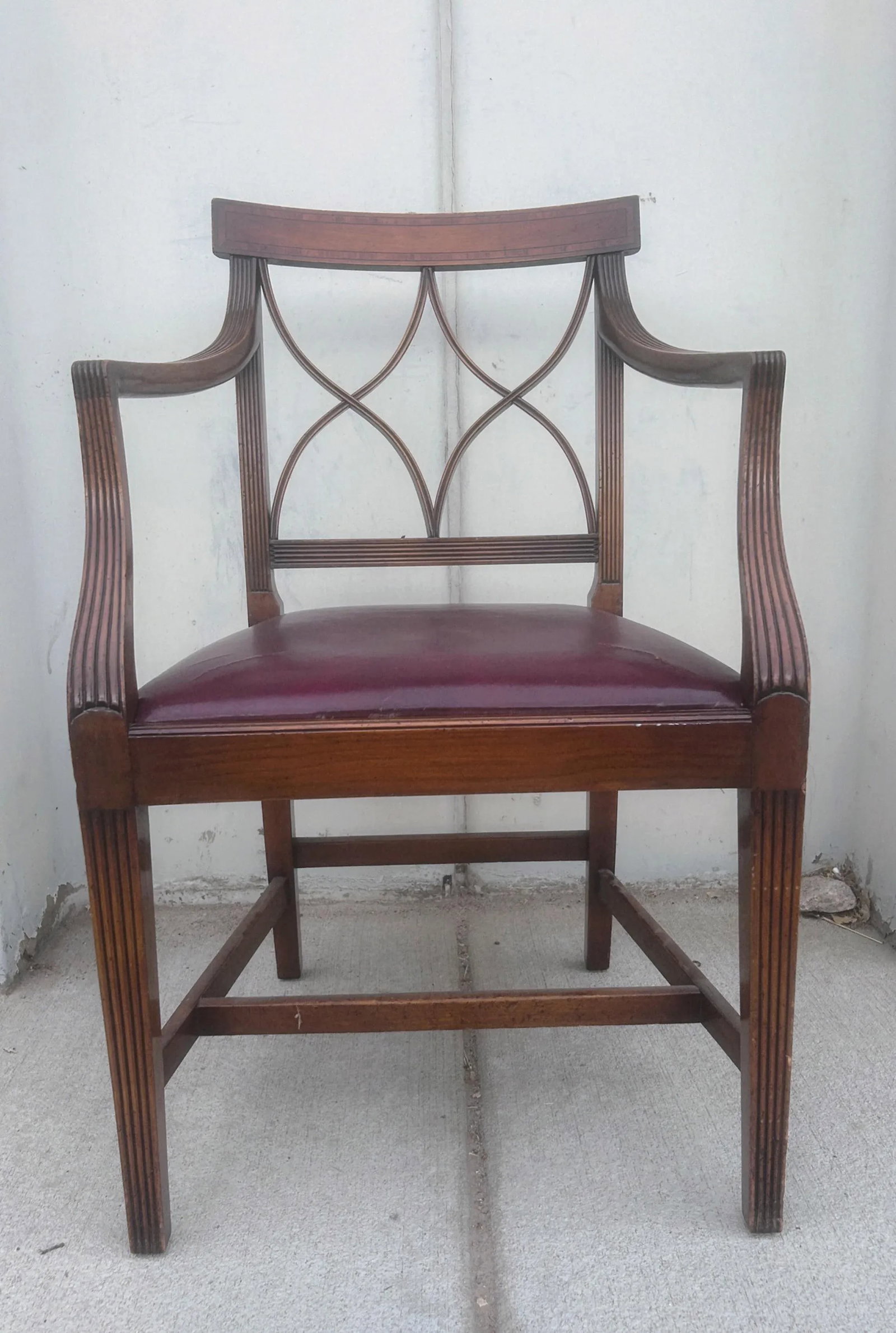 Late 19th Century Regency Style Walnut and Leather Arm Chair - 3