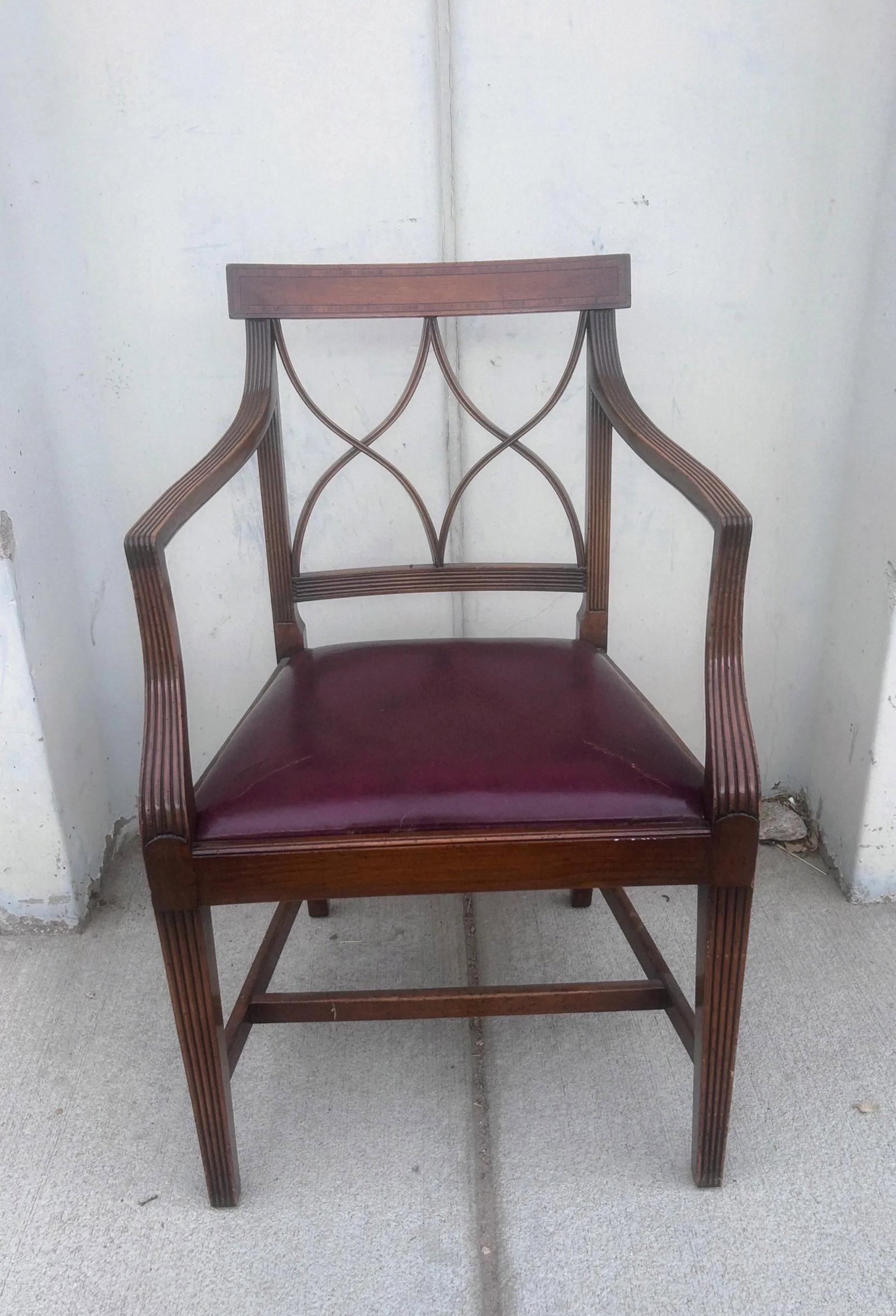 Late 19th Century Regency Style Walnut and Leather Arm Chair - 4