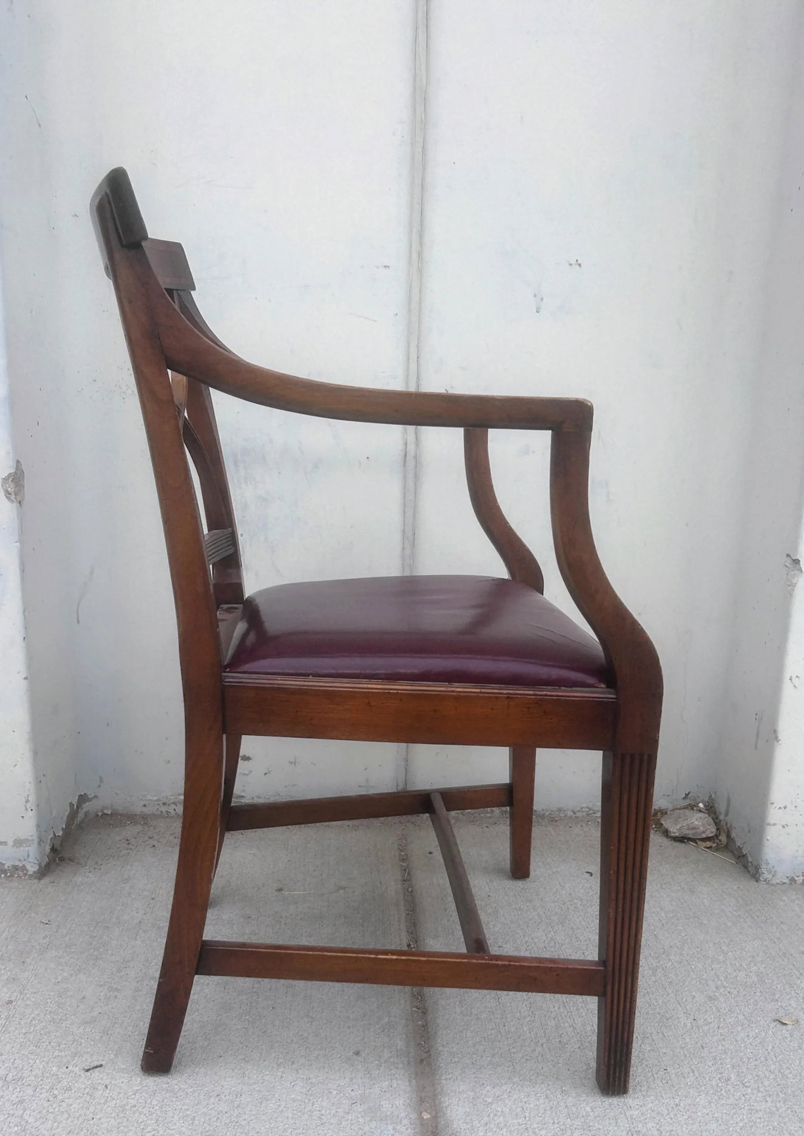 Late 19th Century Regency Style Walnut and Leather Arm Chair - 6