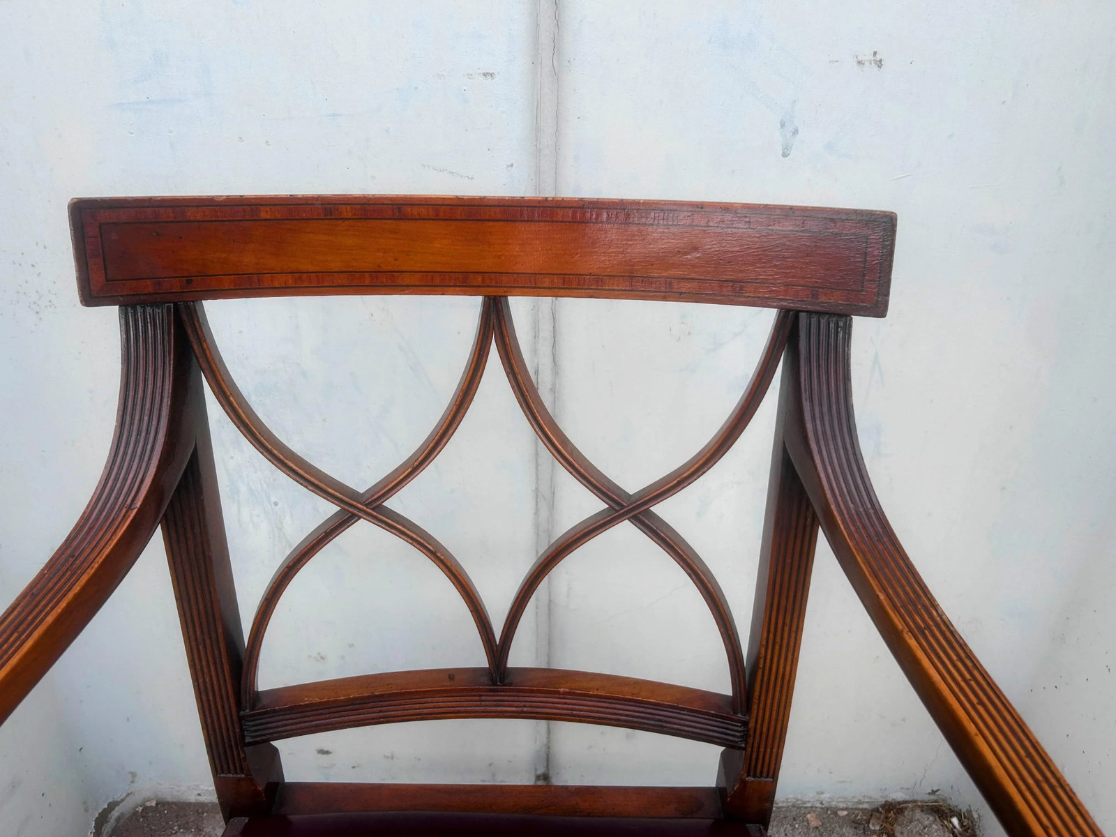 Late 19th Century Regency Style Walnut and Leather Arm Chair - 7