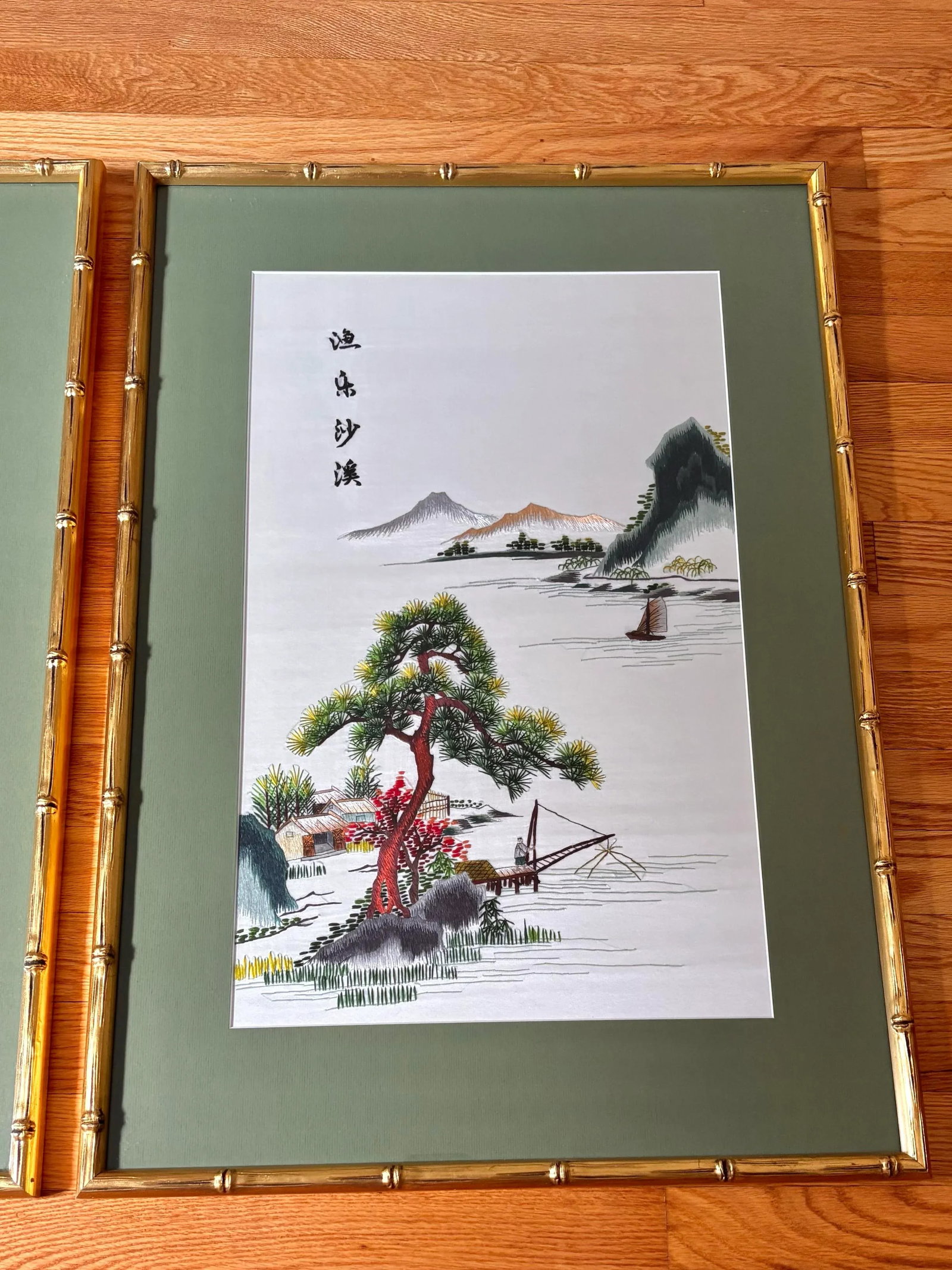 Mid-20th Century Japanese Landscape Silk Embroidery Art, a Pair - 6