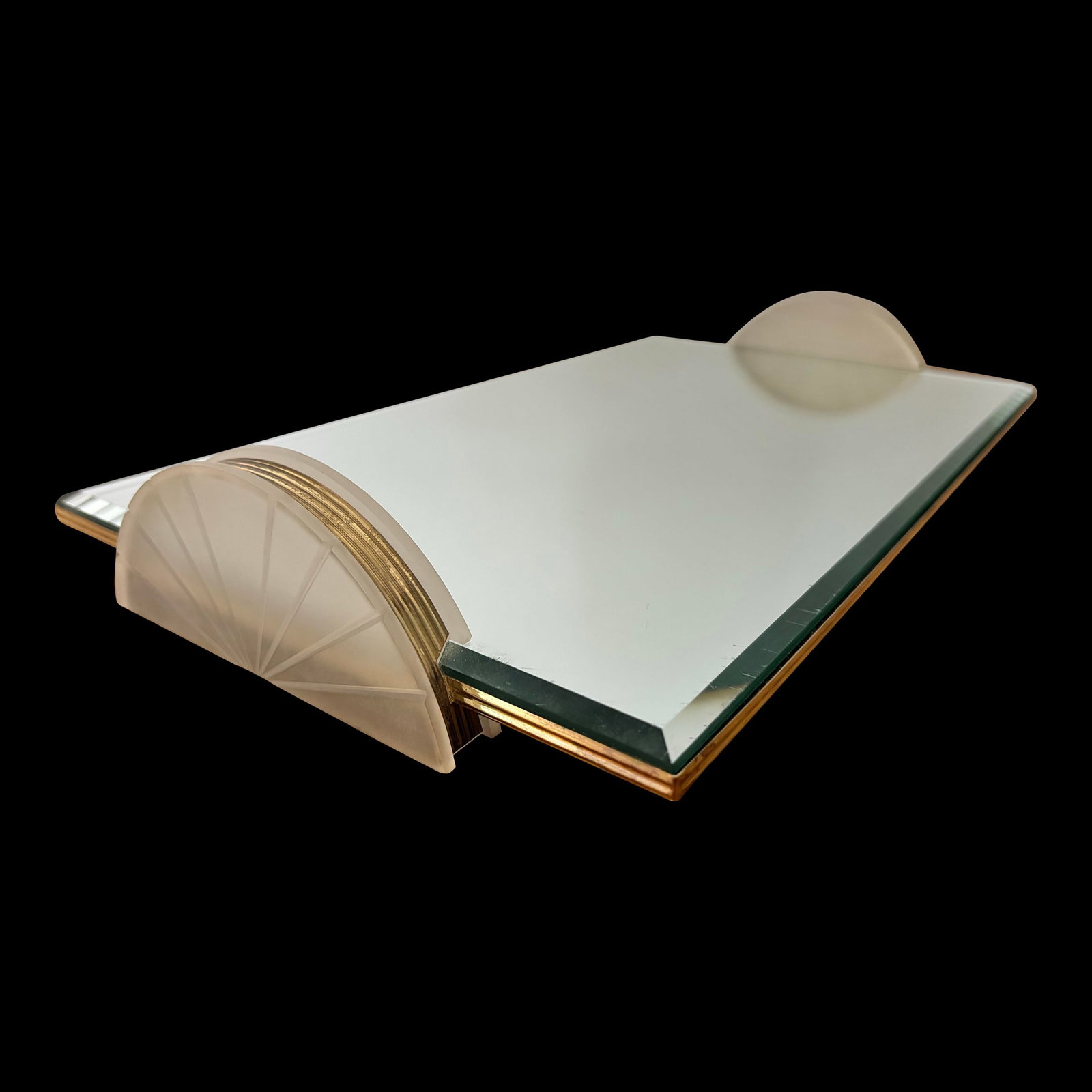 Mid 20th Century Art Deco Brass and Lucite Beveled Mirror Tray - 2