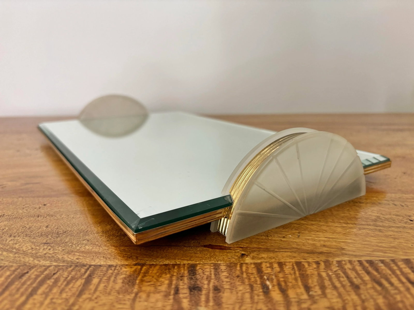 Mid 20th Century Art Deco Brass and Lucite Beveled Mirror Tray - 5