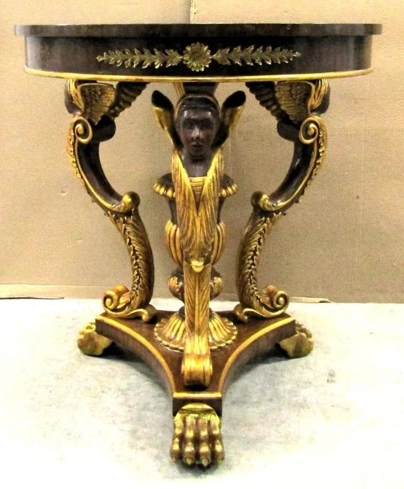 Maitland-Smith Egyptian Revival Dining Table With Winged Creatures Claw Feet 1980s - 2