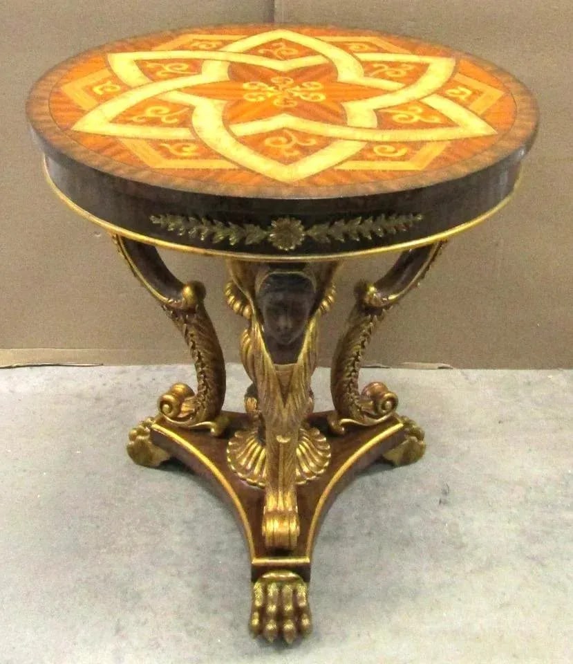 Maitland-Smith Egyptian Revival Dining Table With Winged Creatures Claw Feet 1980s - 3