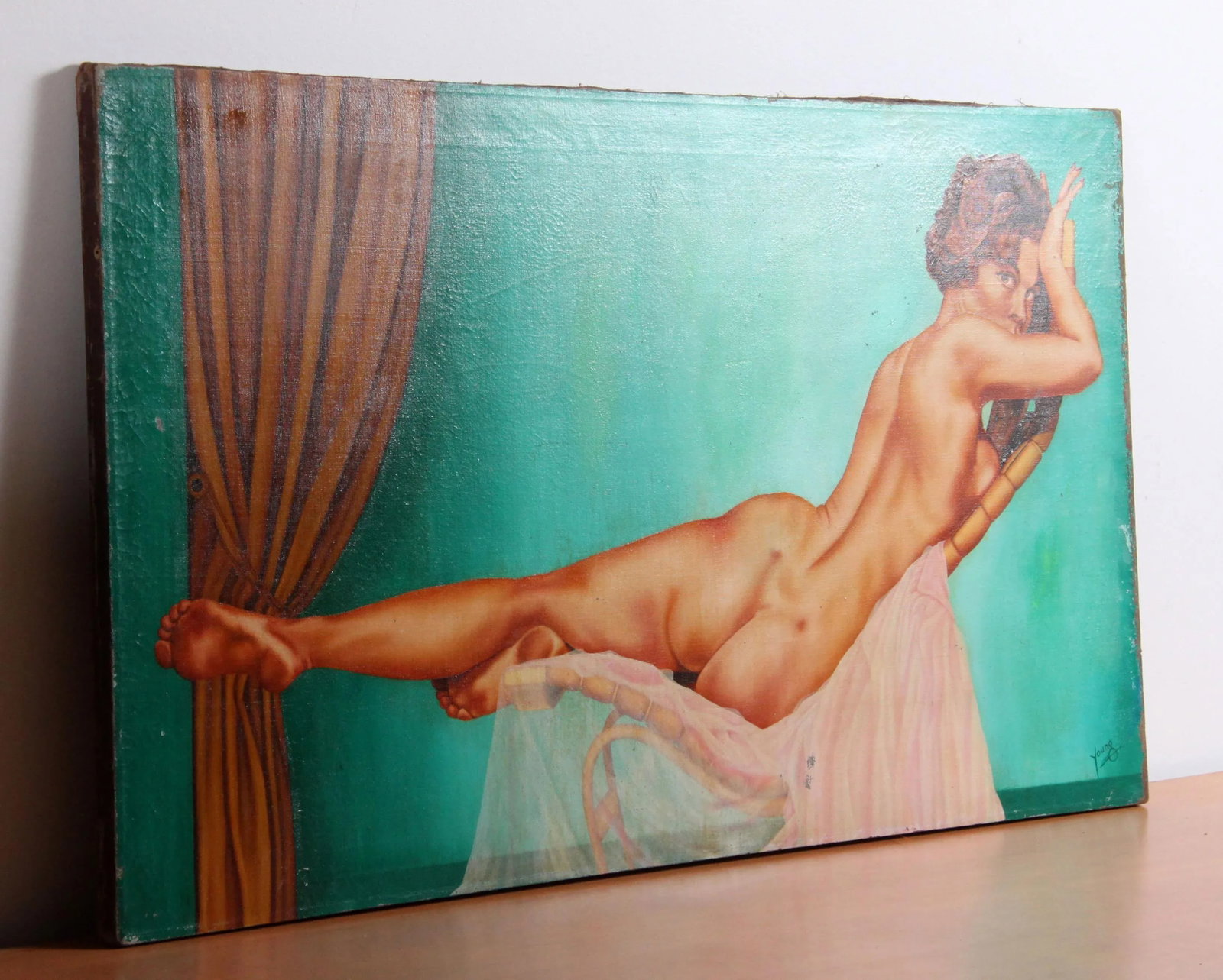 C.1960 Oil on Canvas Nude Painting of Actress Diane Webber - 5