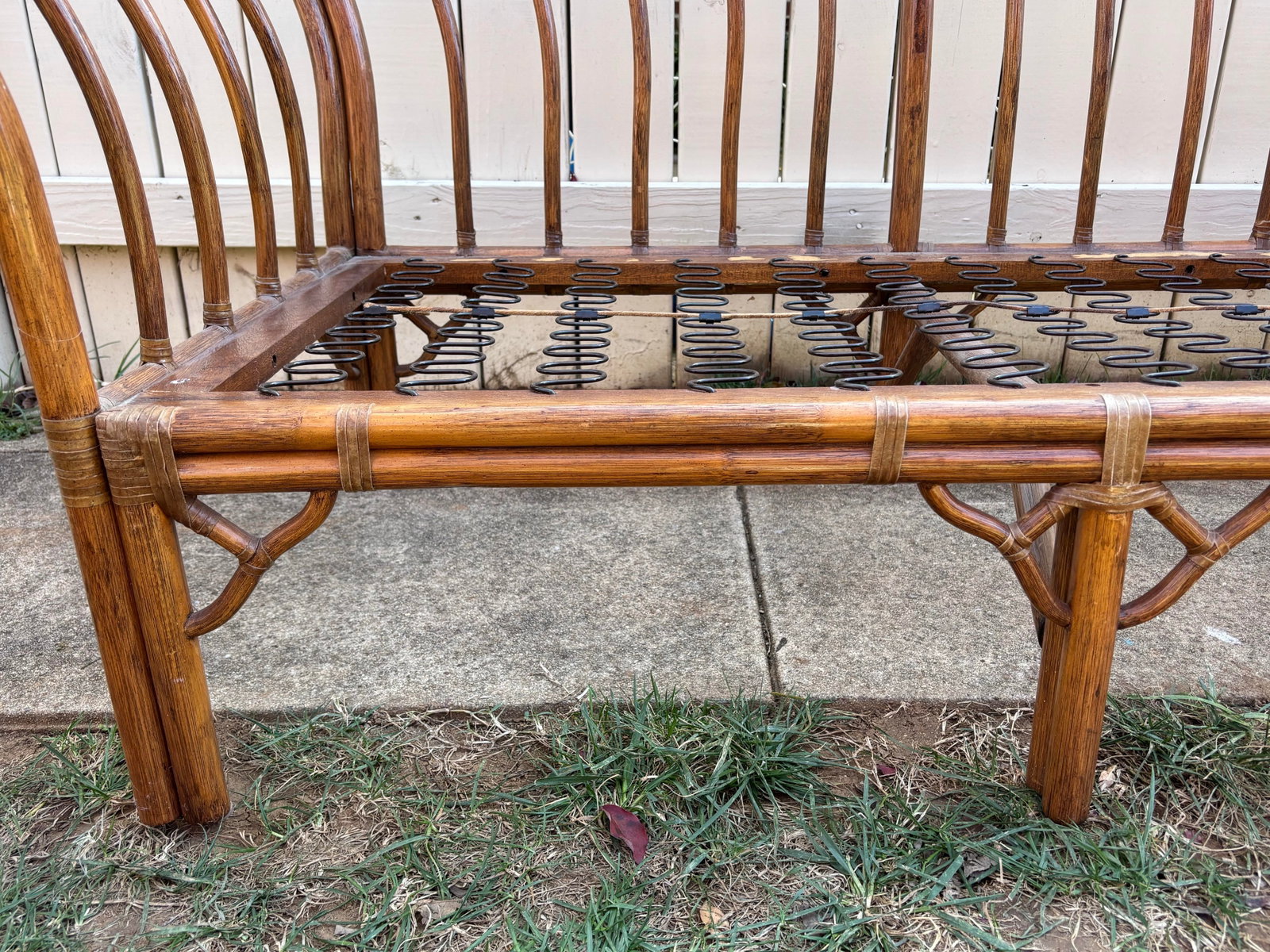 1960s Vintage Bamboo Sofa and Loveseat Frames With Cushions - 4