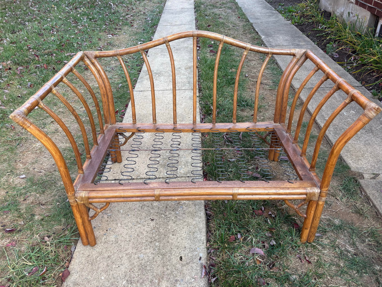 1960s Vintage Bamboo Sofa and Loveseat Frames With Cushions - 7