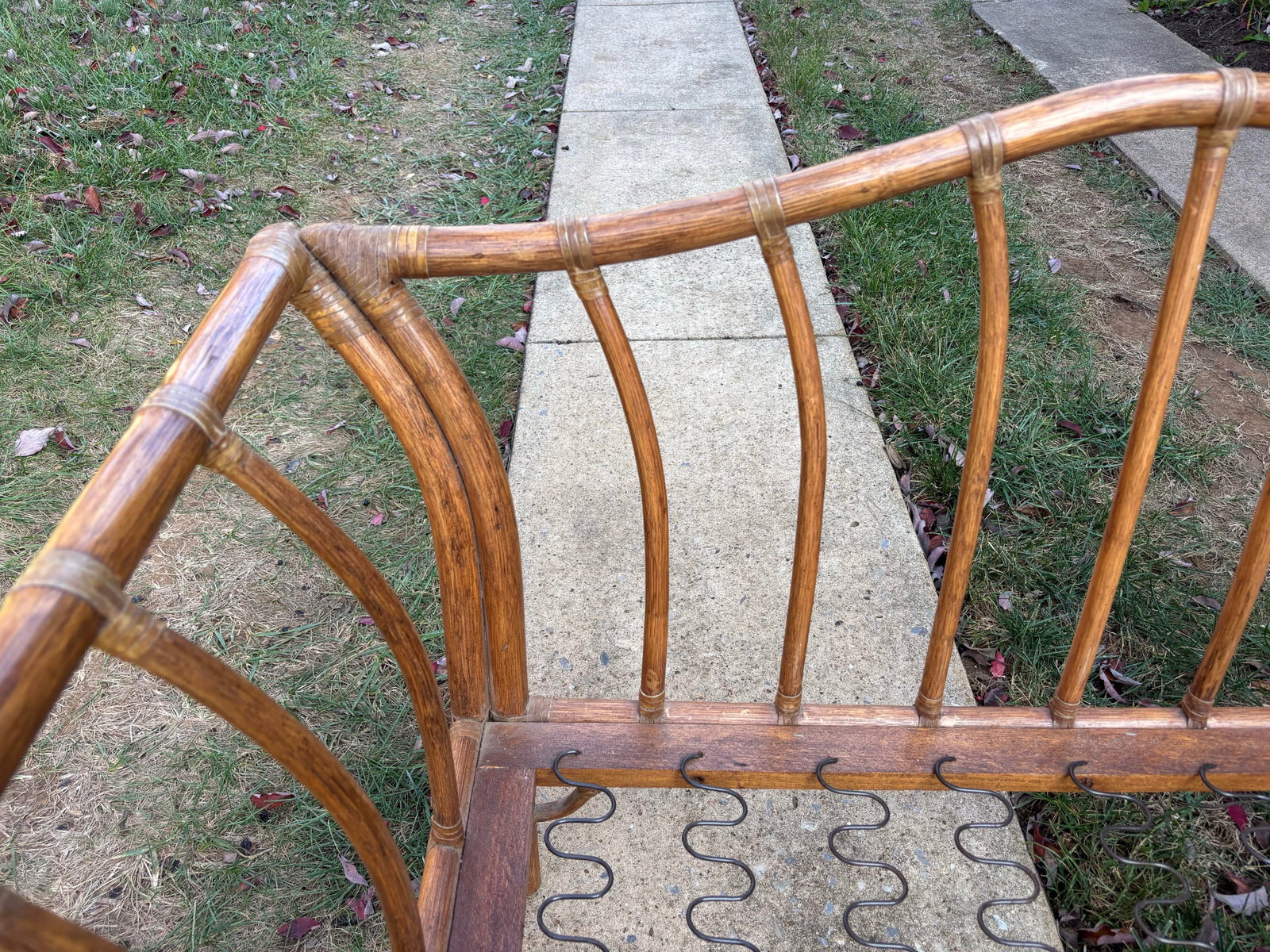 1960s Vintage Bamboo Sofa and Loveseat Frames With Cushions - 8