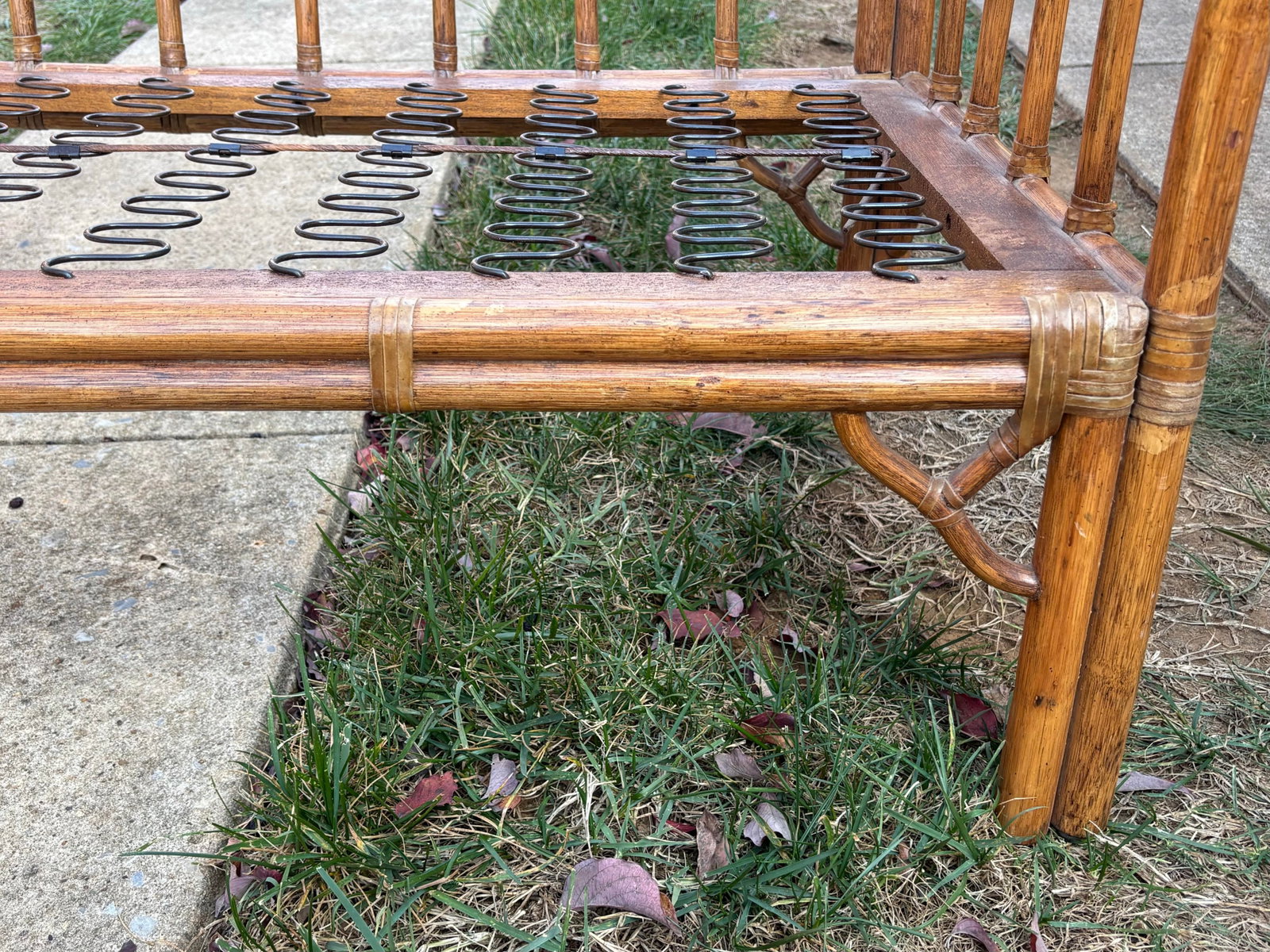 1960s Vintage Bamboo Sofa and Loveseat Frames With Cushions - 9