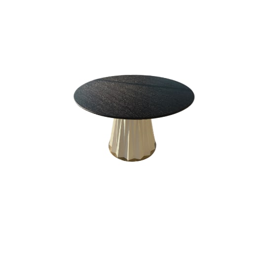 Sculptural Designer Dining Table – Attributed to Baker "Heliodor" Pedestal in Ivory & Gold - 6