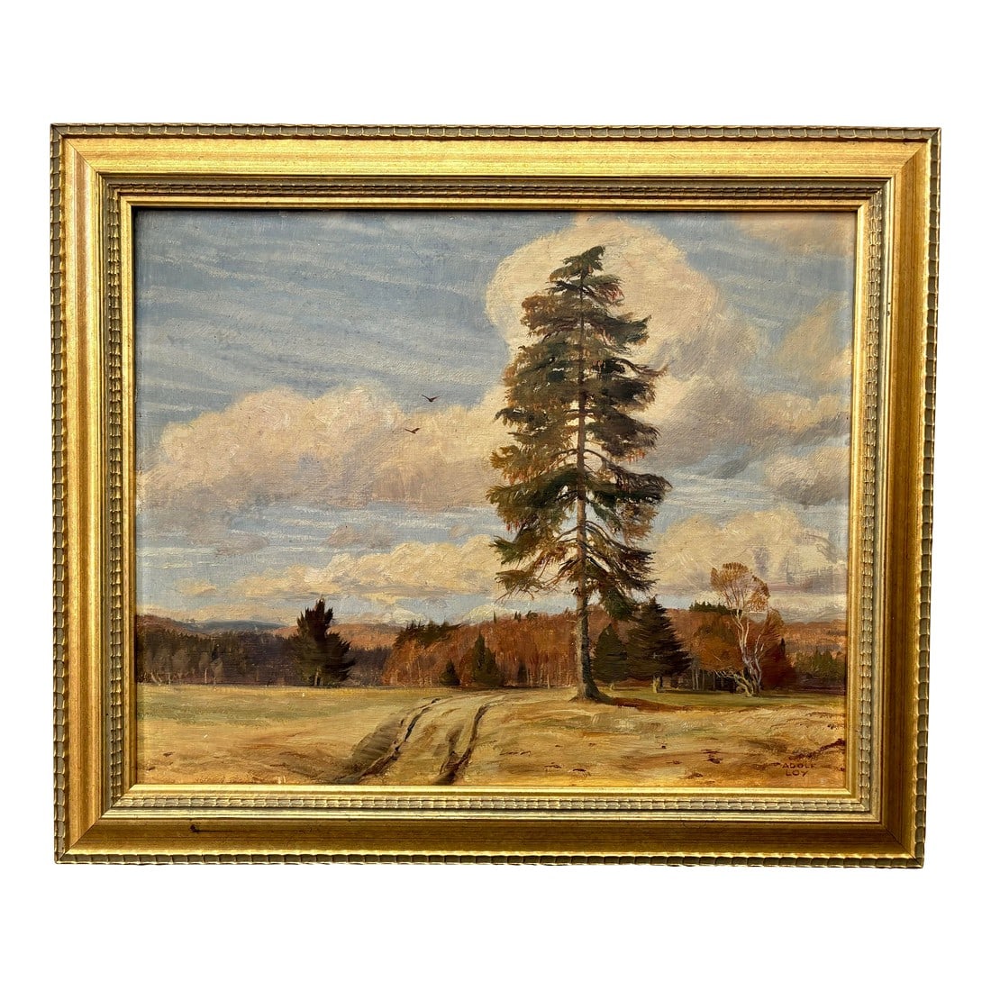 Midcentury European Landscape Painting by Adolf Loy Gemälde: European midcentury landscape by Adolf Loy Gemälde (1903-1968), a prolific German artist of the 1900s. Masterfully handled colors and gestural strokes. Signed in lower left corner, undated.