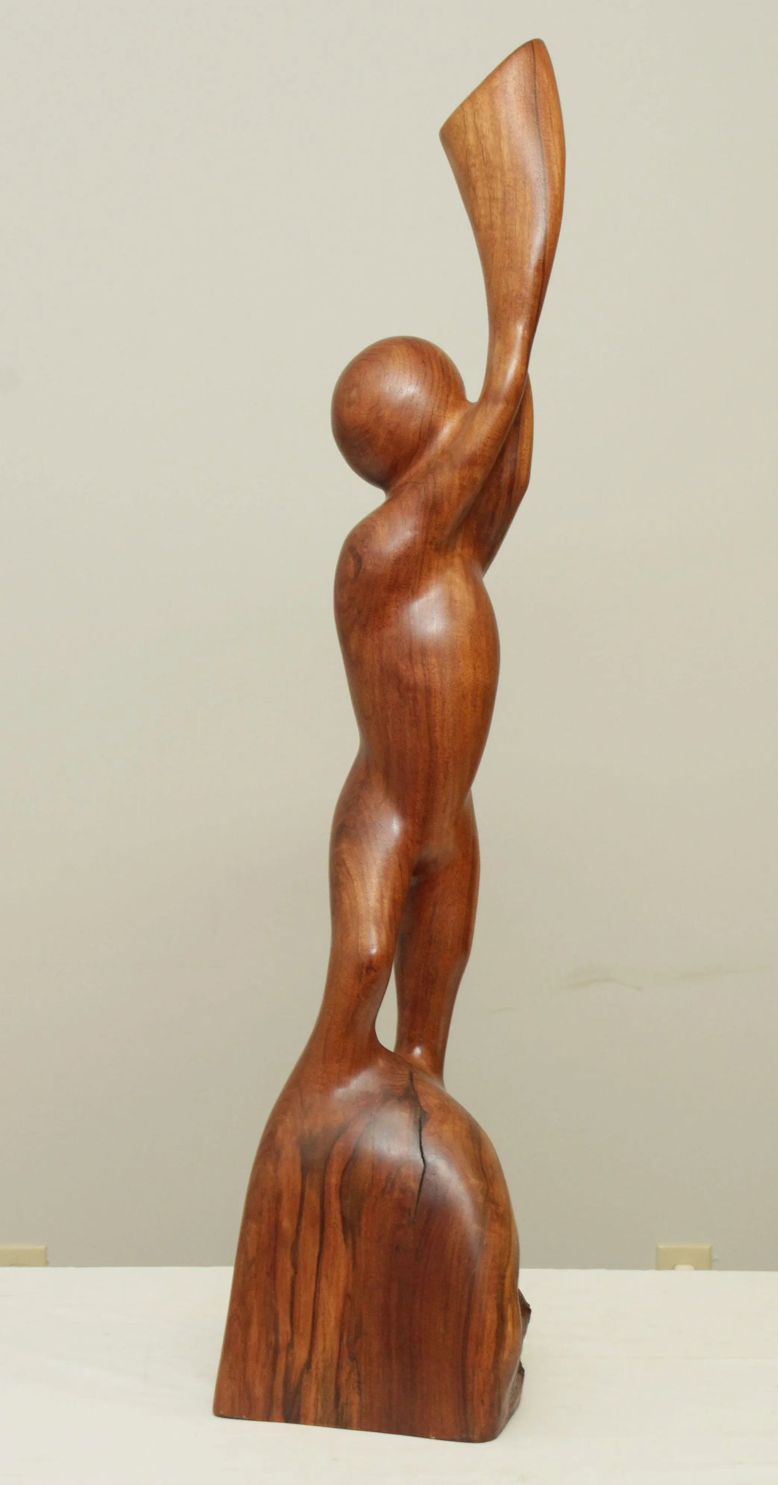 Modern Abstract Figural Carved Walnut Sculpture - 2