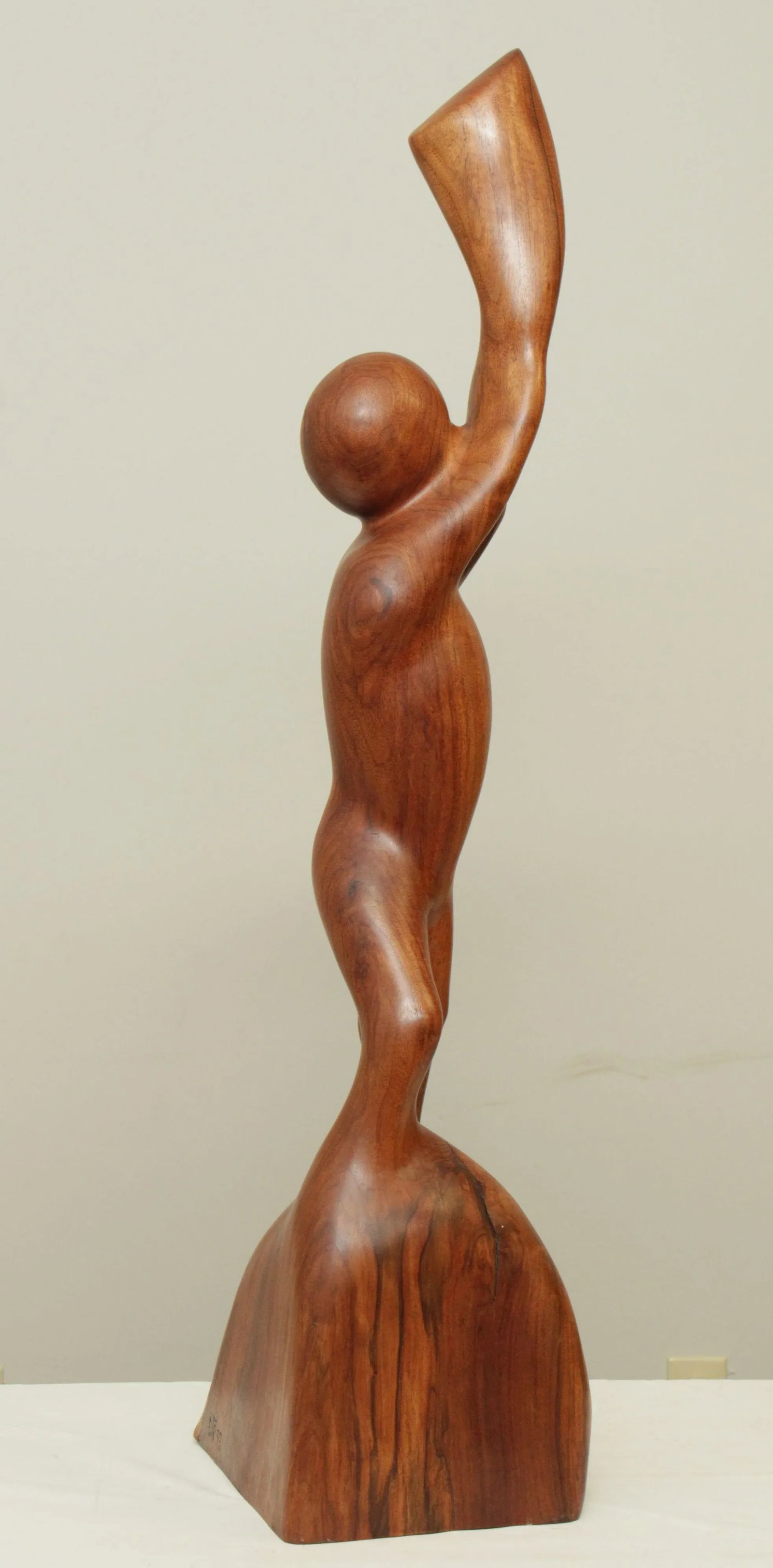Modern Abstract Figural Carved Walnut Sculpture - 3