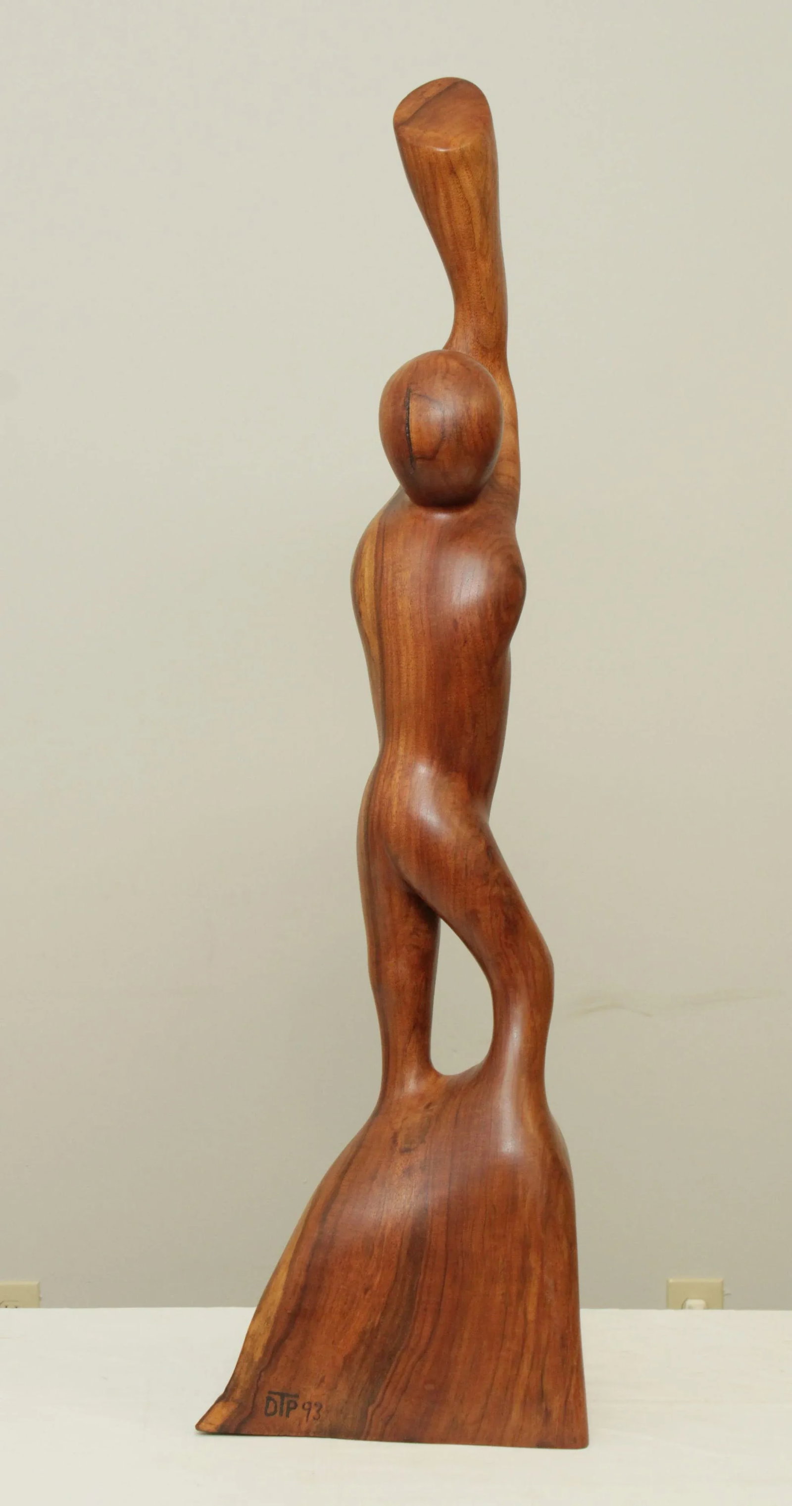 Modern Abstract Figural Carved Walnut Sculpture - 4