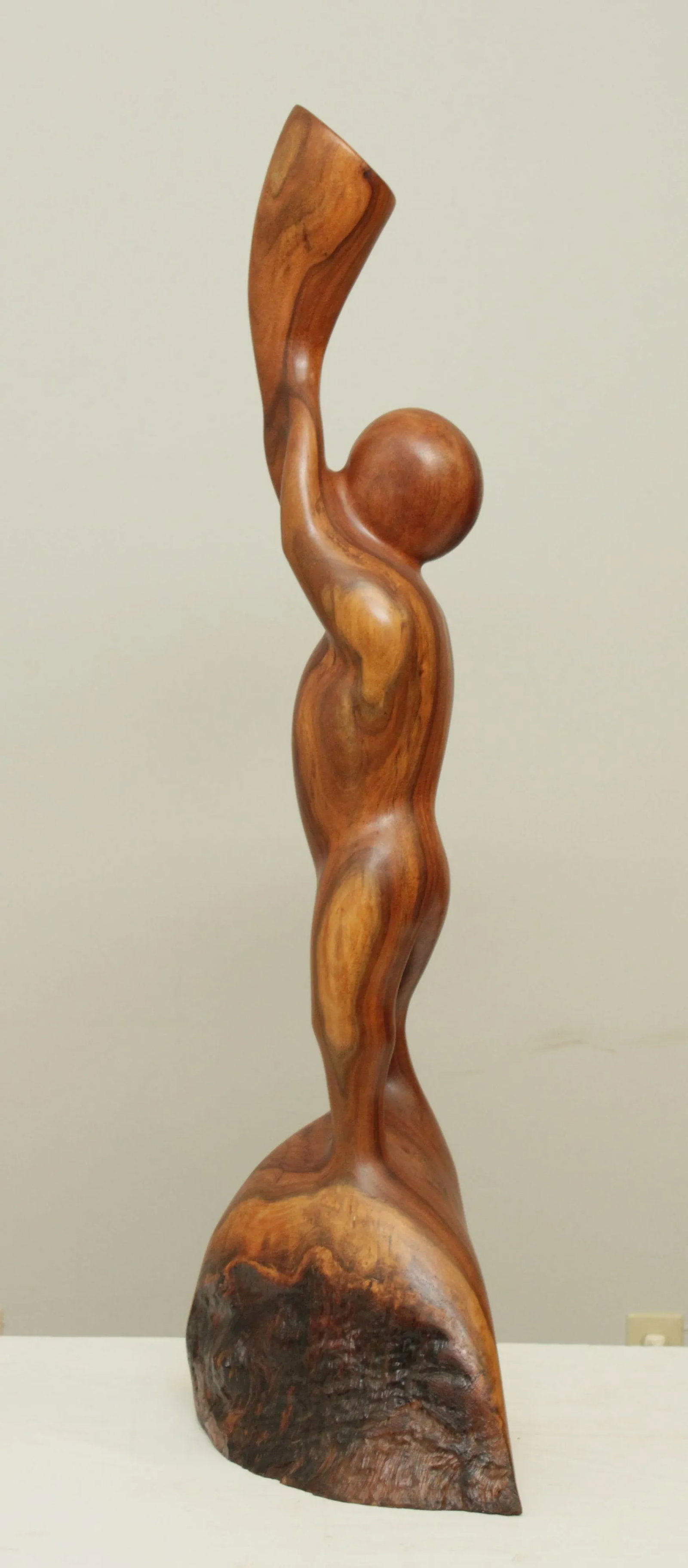 Modern Abstract Figural Carved Walnut Sculpture - 6