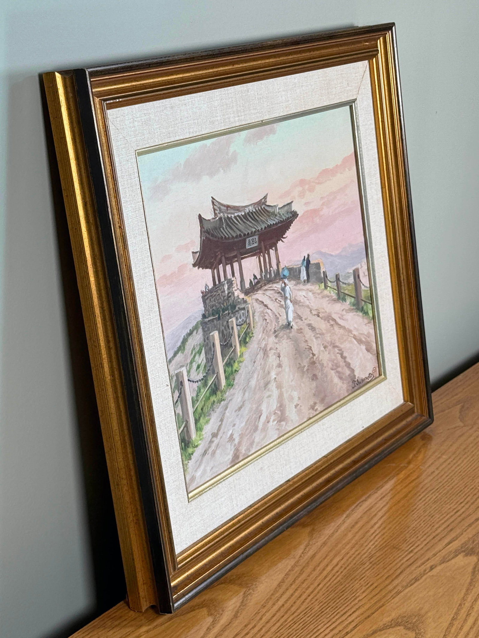 20th Century Oil on Canvas Japanese Temple / Shrine Painting by T. Iwamoto - 3