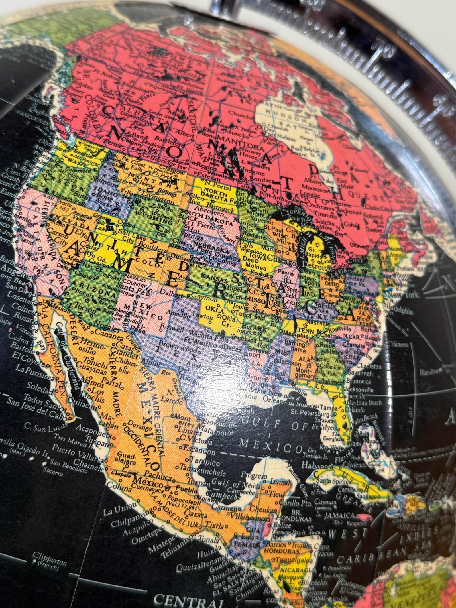 Vintage 1950's Replogle Black Starlight Illuminated World Glass Globe - 4