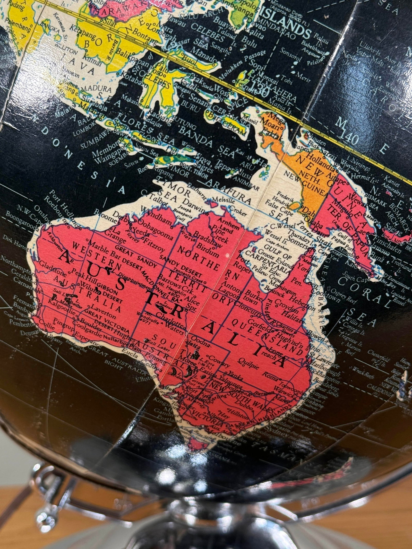 Vintage 1950's Replogle Black Starlight Illuminated World Glass Globe - 6