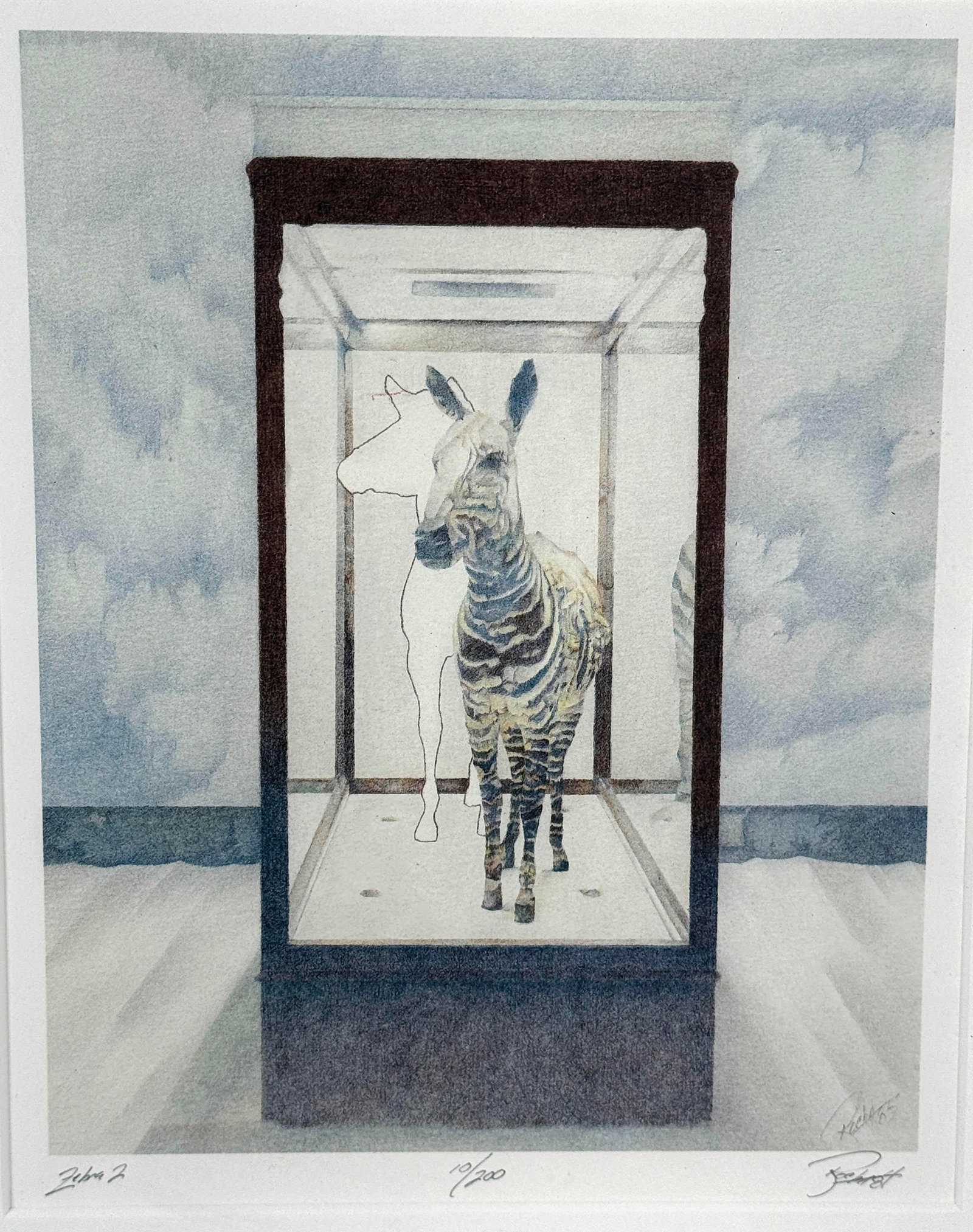 Framed Limited Edition Surrealist Zebra Prints Signed "Rocha '84" - Edition 10/200 - Set of 3 - 11