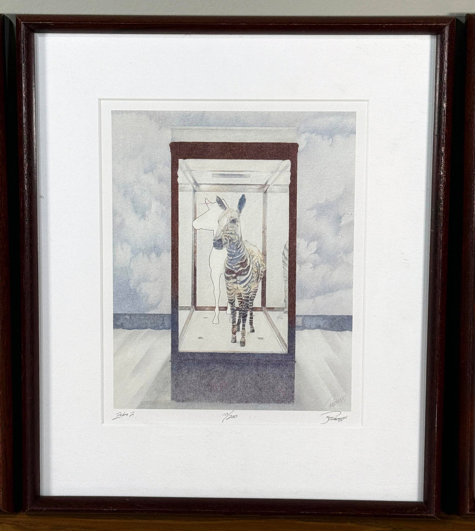 Framed Limited Edition Surrealist Zebra Prints Signed "Rocha '84" - Edition 10/200 - Set of 3 - 3