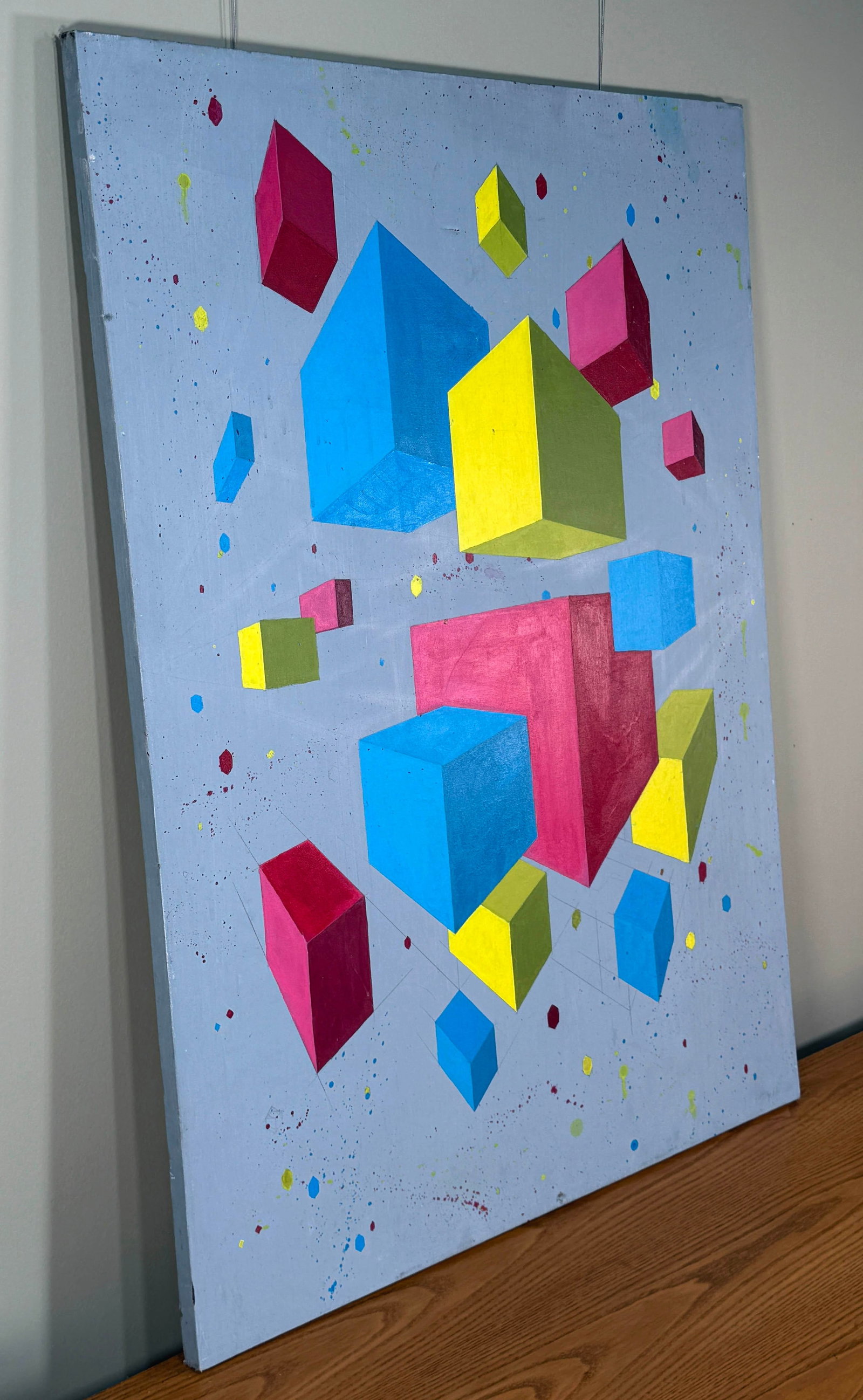 Large Mid Century Modern Geometric Op Art Painting - 2