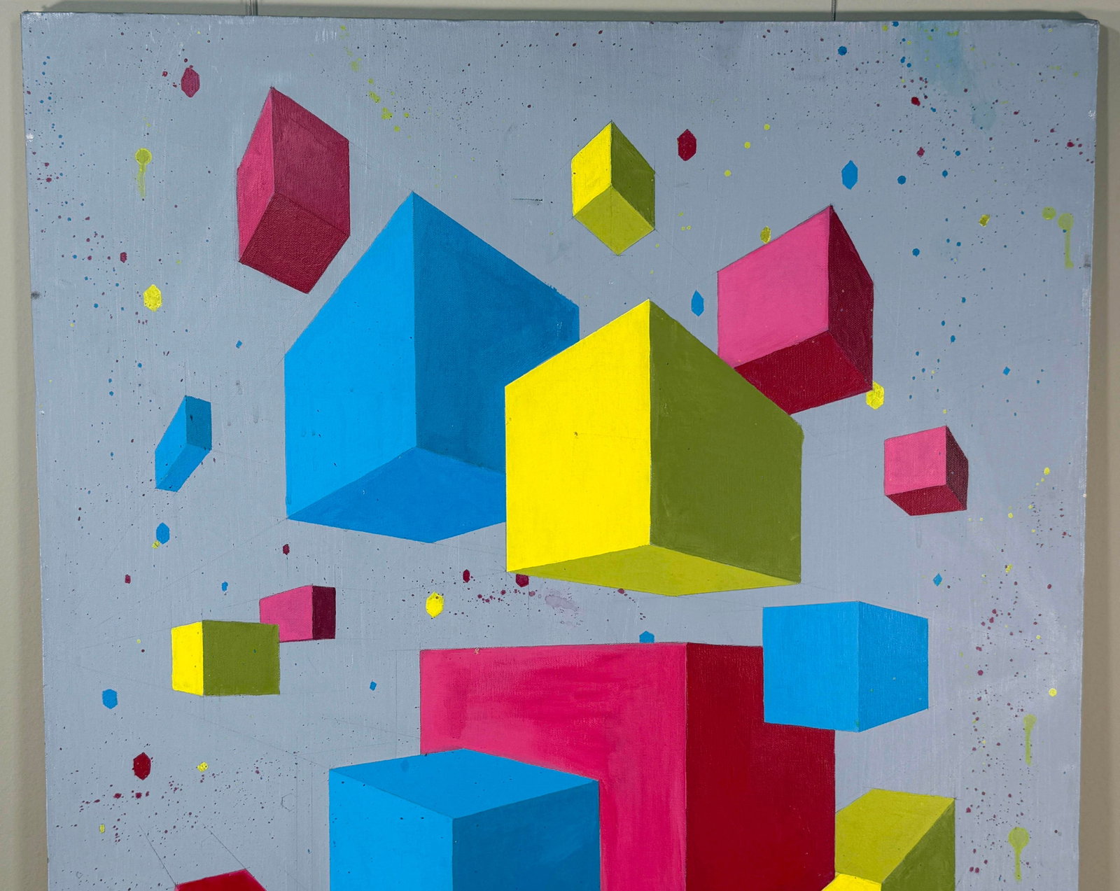 Large Mid Century Modern Geometric Op Art Painting - 4