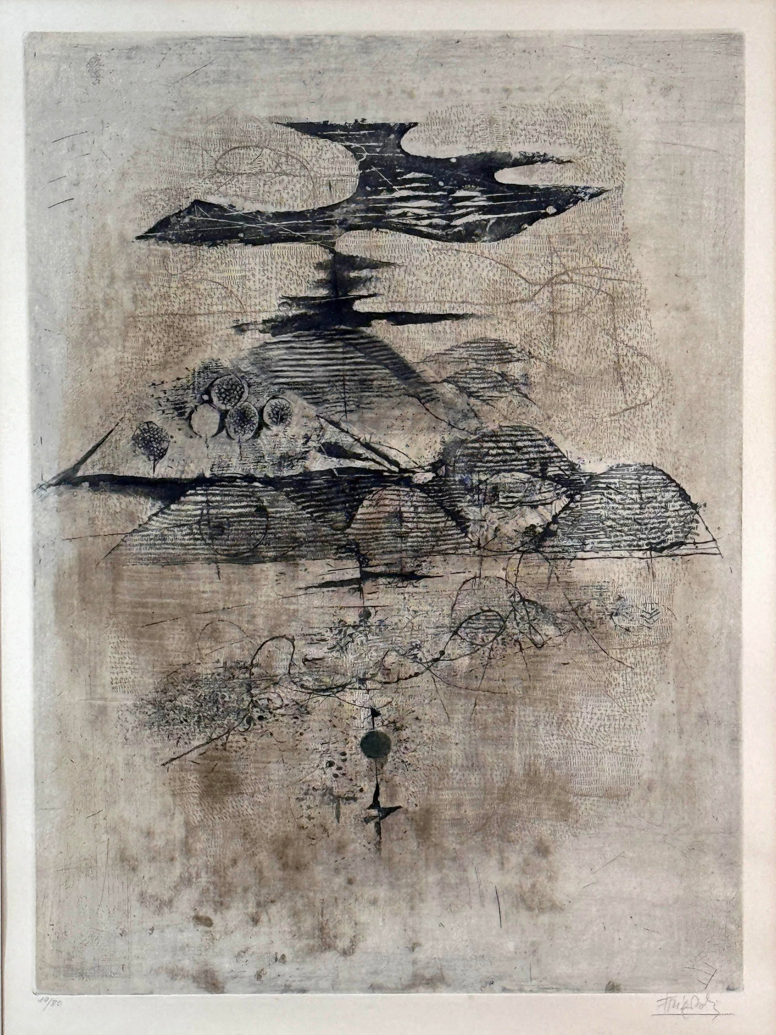 Modernist Johnny Friedlaender Signed Abstract Surrealist Print Etching - 2