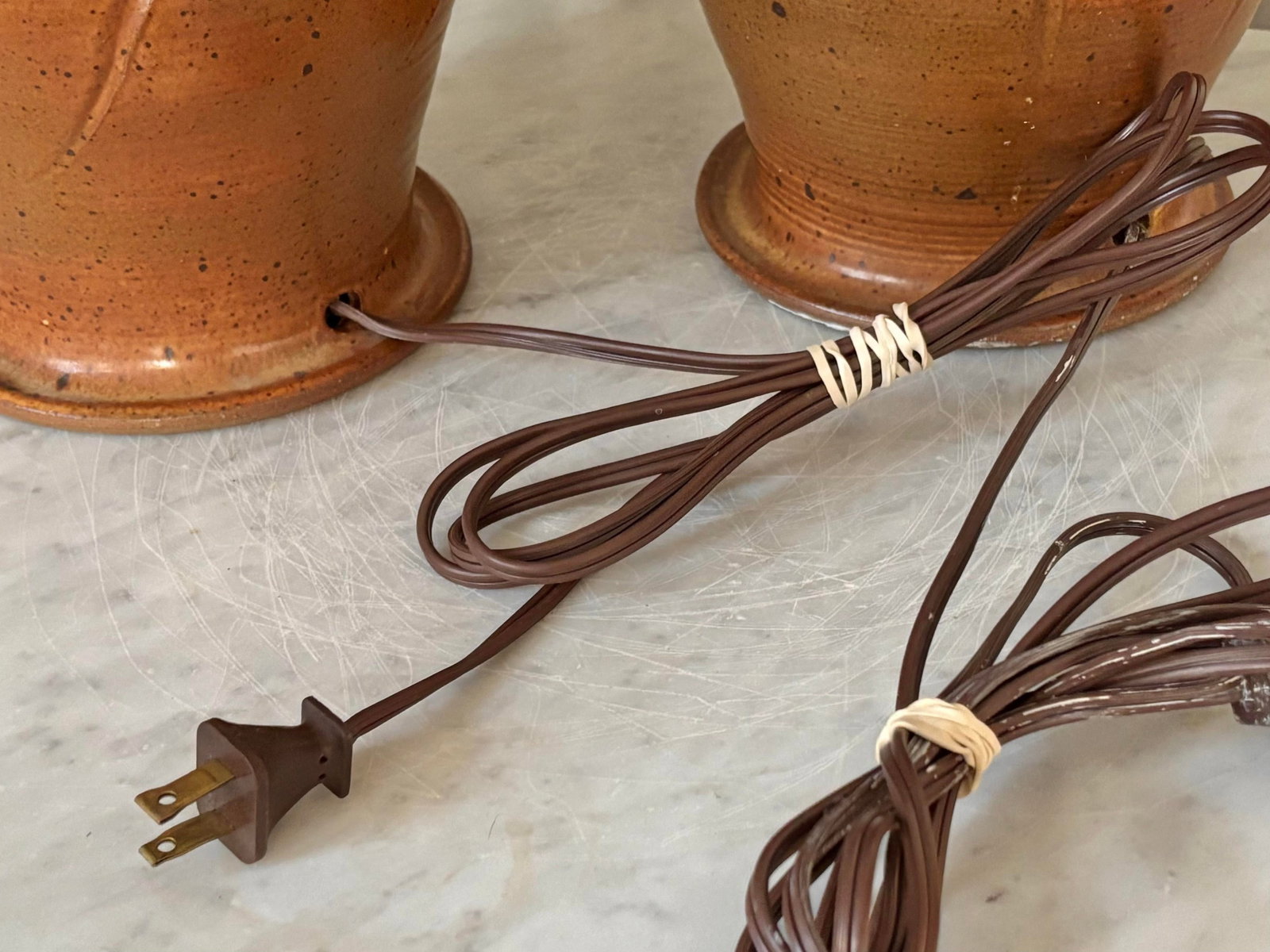 1970s Pair Studio Pottery Lamps - 5