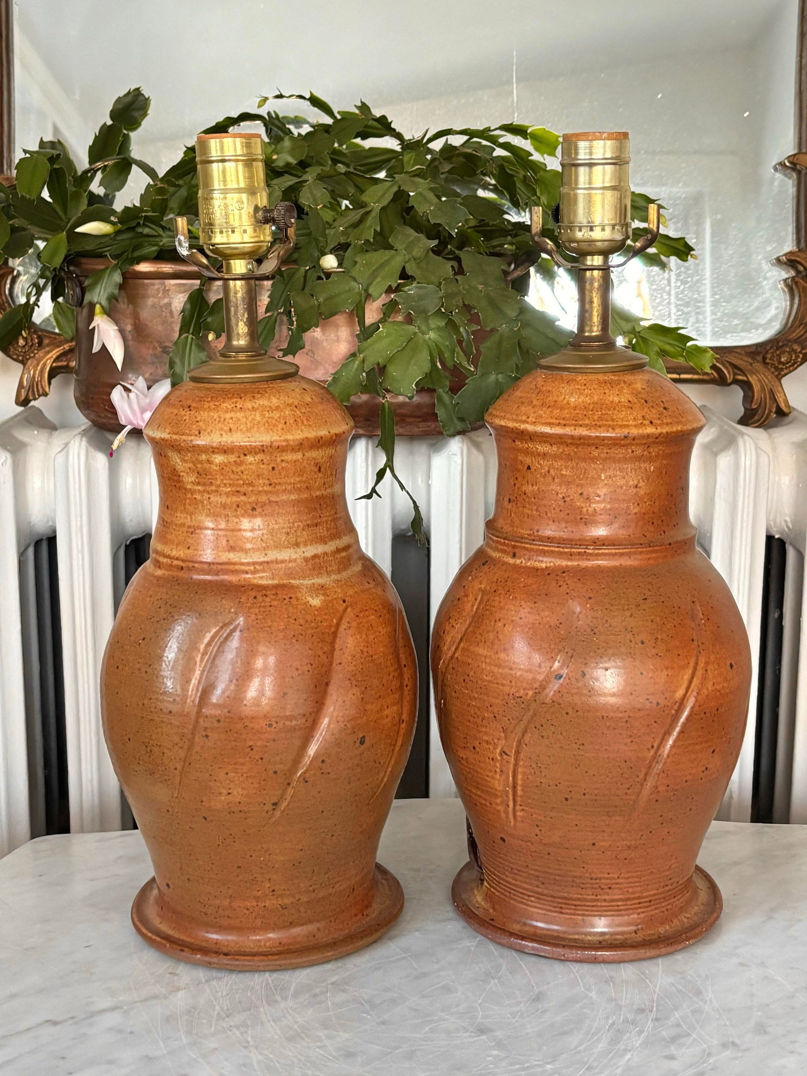 1970s Pair Studio Pottery Lamps - 7