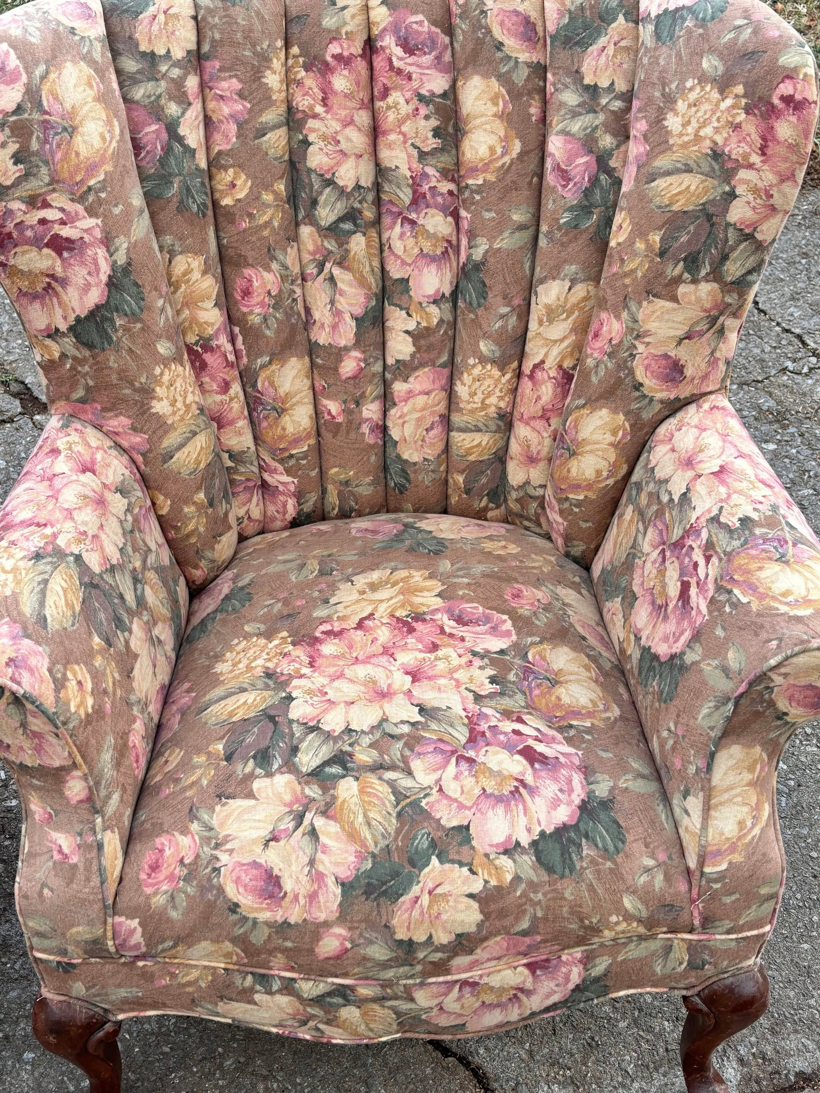 Mid 20th Century French Style Channel Back Upholstered Wing Chairs - A Pair - 6
