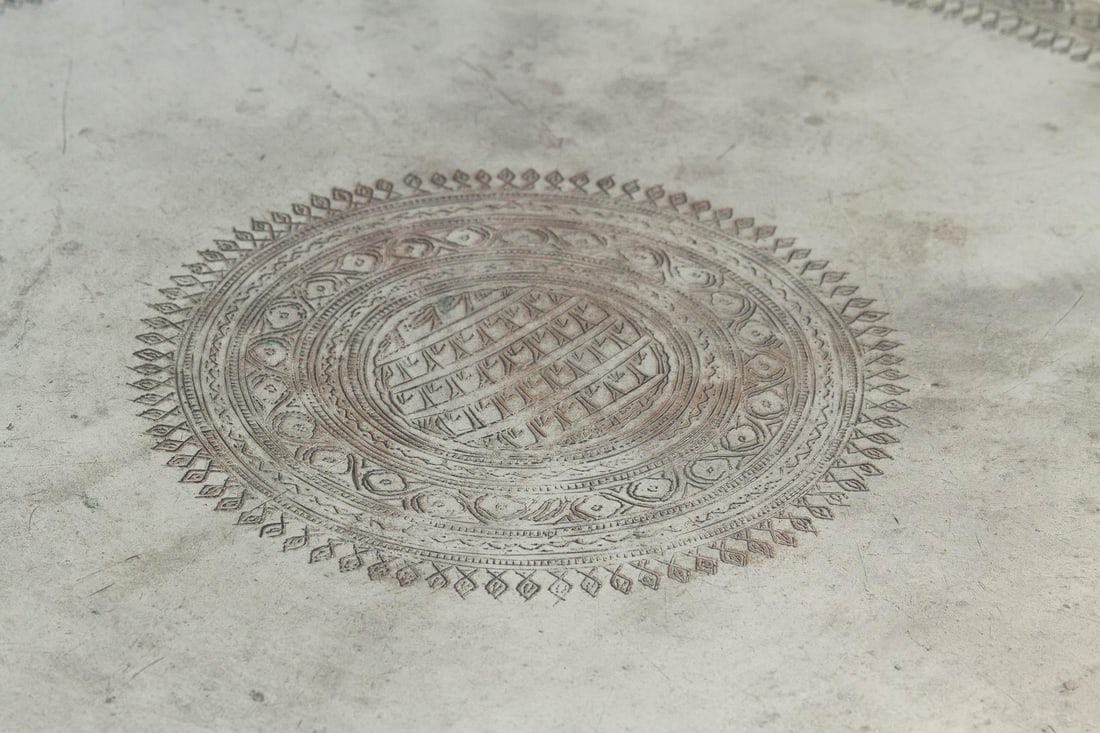 Monumental 26" Dm Antique Tinned Copper Tray - 4