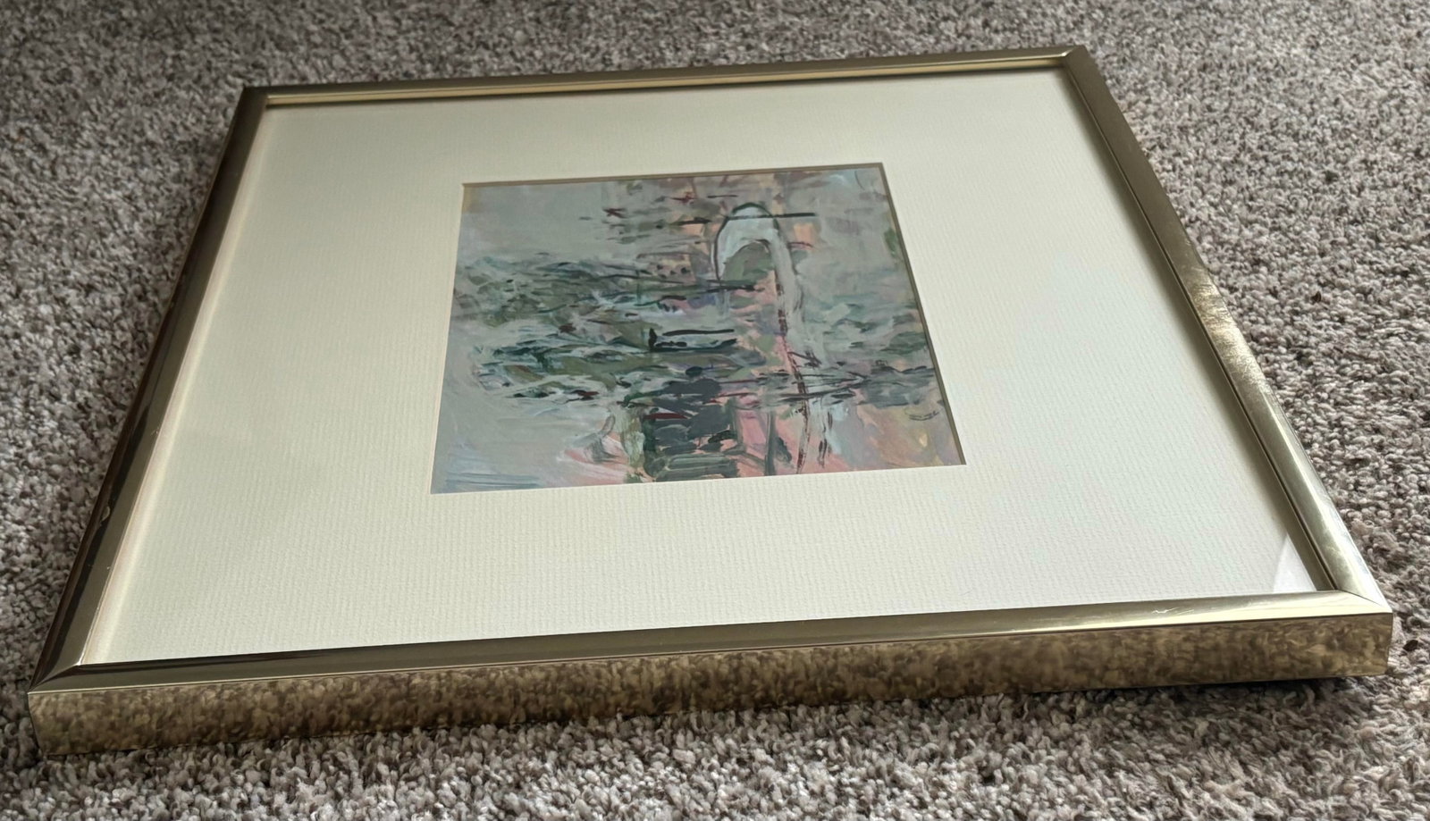 Original Abstract Expressionist Gouache Park Landscape Scene Painting - 9